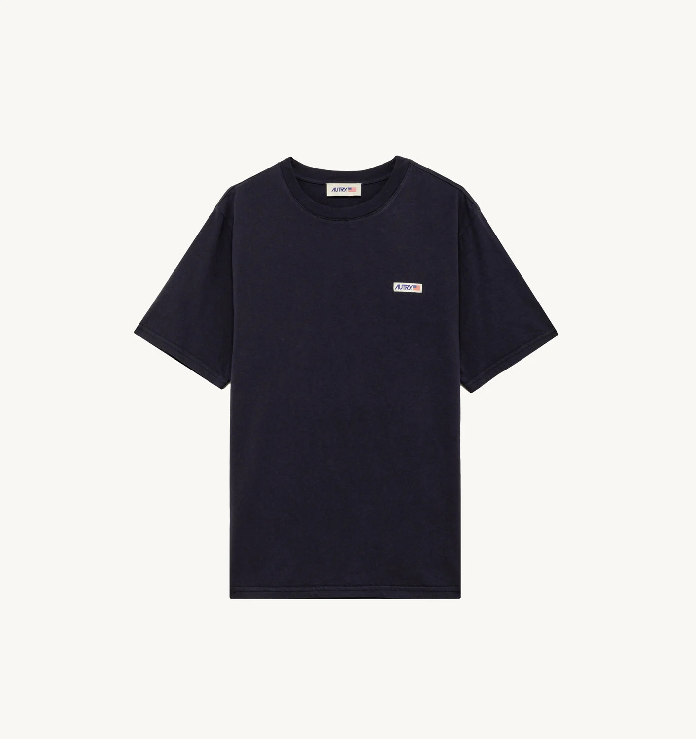 T-SHIRT IN BLUE COTTON WITH LABEL
