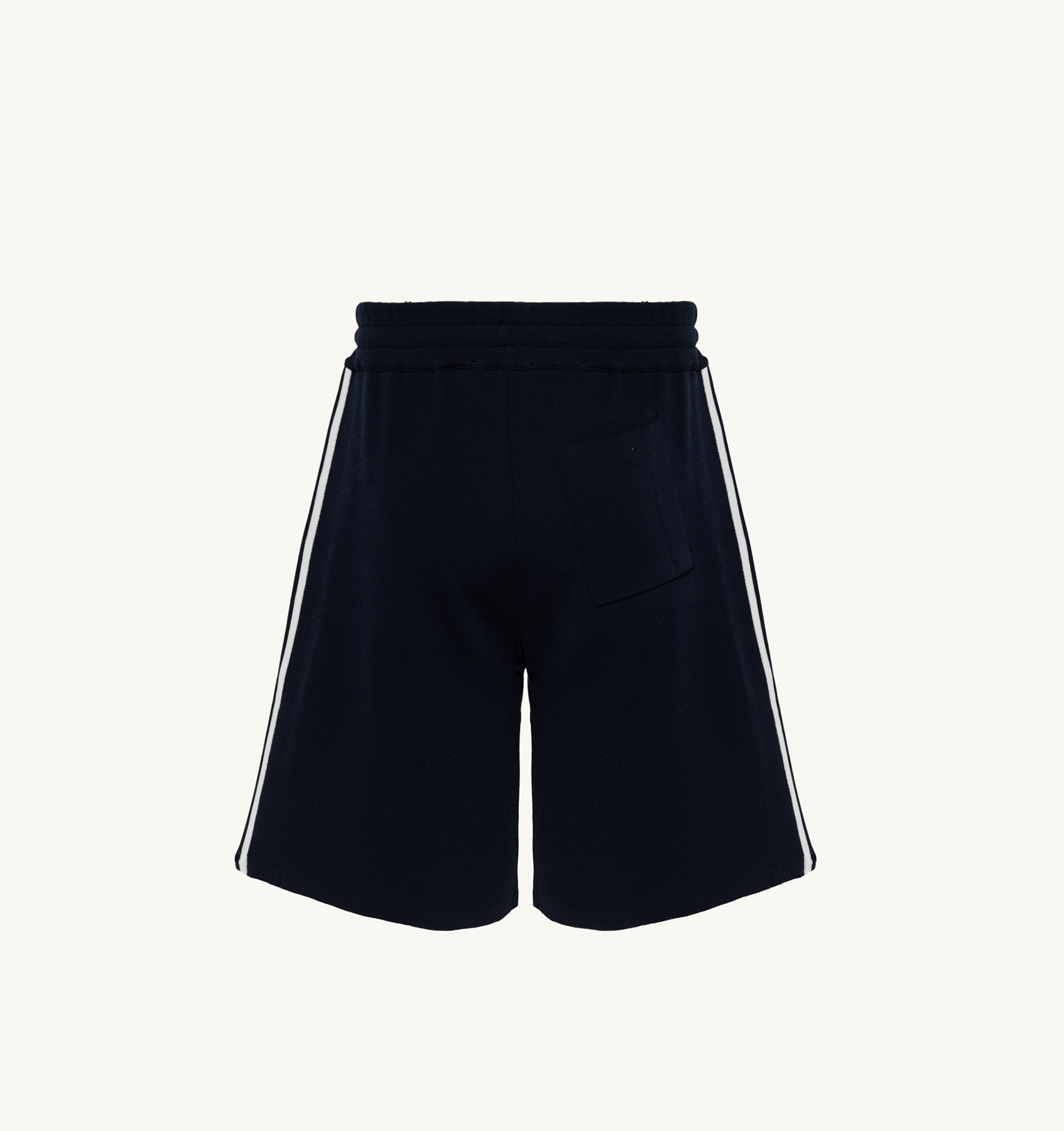 SHORTS IN BLUE VISCOSE WITH WHITE SIDE STRIPES