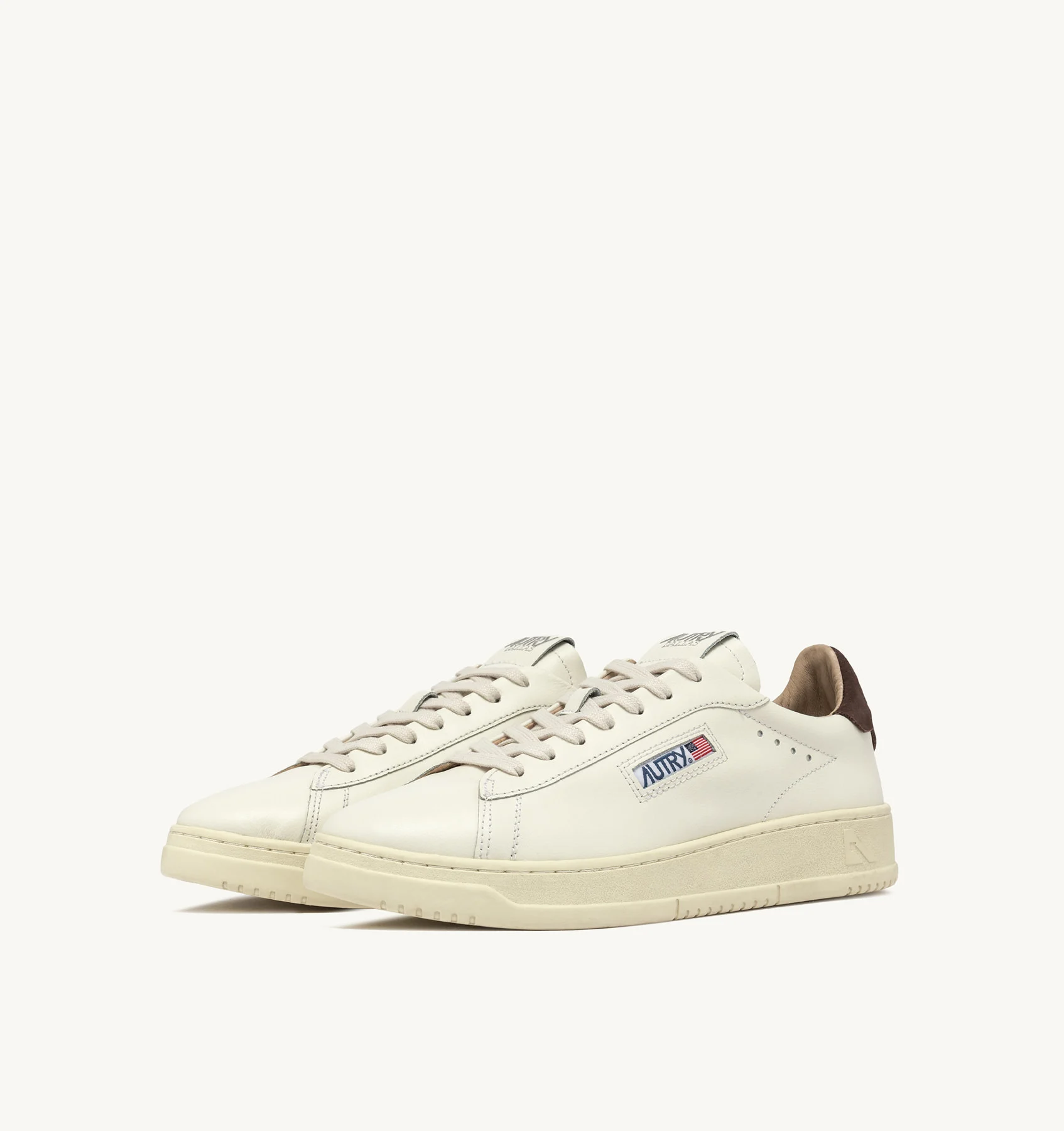 DALLAS LOW SNEAKERS IN WHITE AND BROWN LEATHER