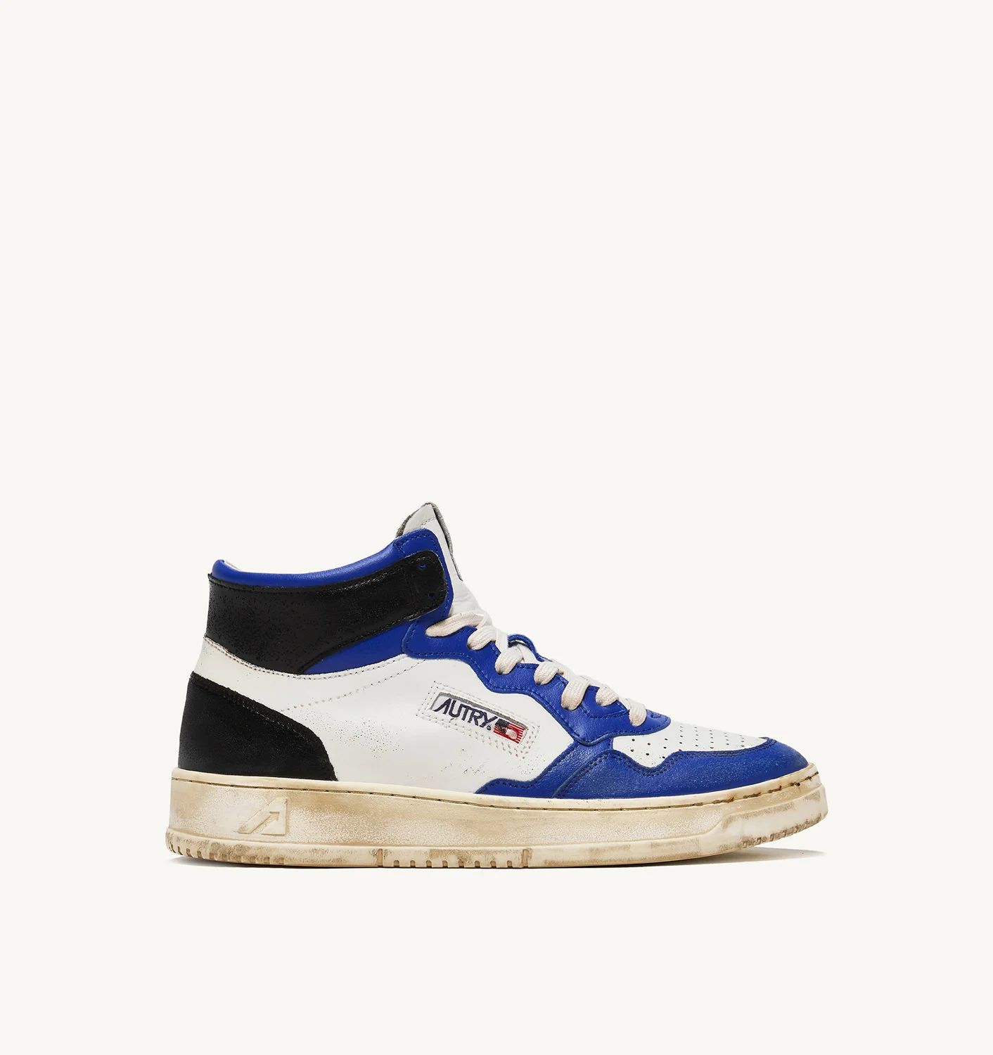 MEDALIST MID SUPER VINTAGE SNEAKERS IN LEATHER COLOR WHITE BLUE BLACK