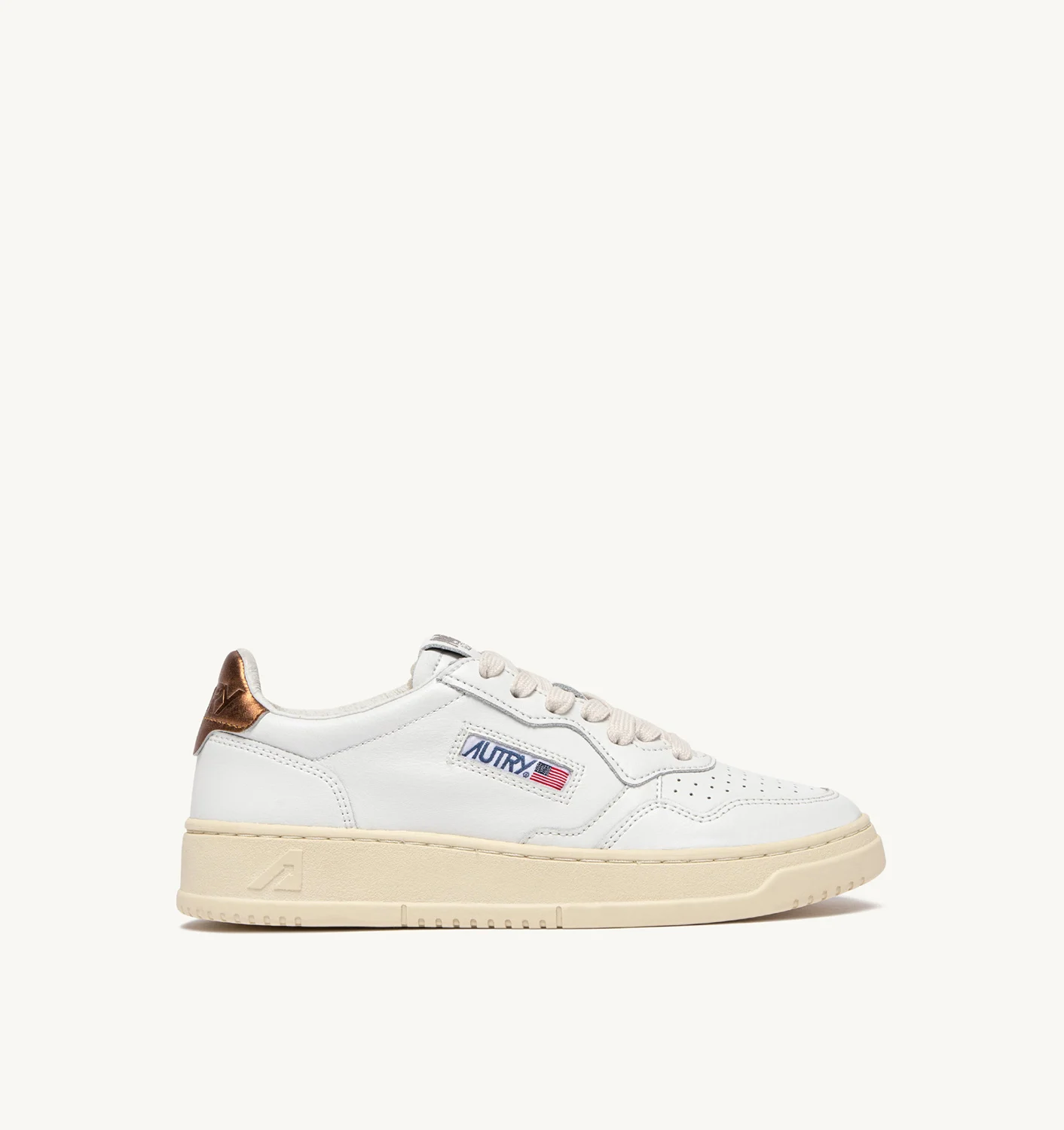 MEDALIST LOW SNEAKERS IN LEATHER COLOR WHITE AND BRONZE