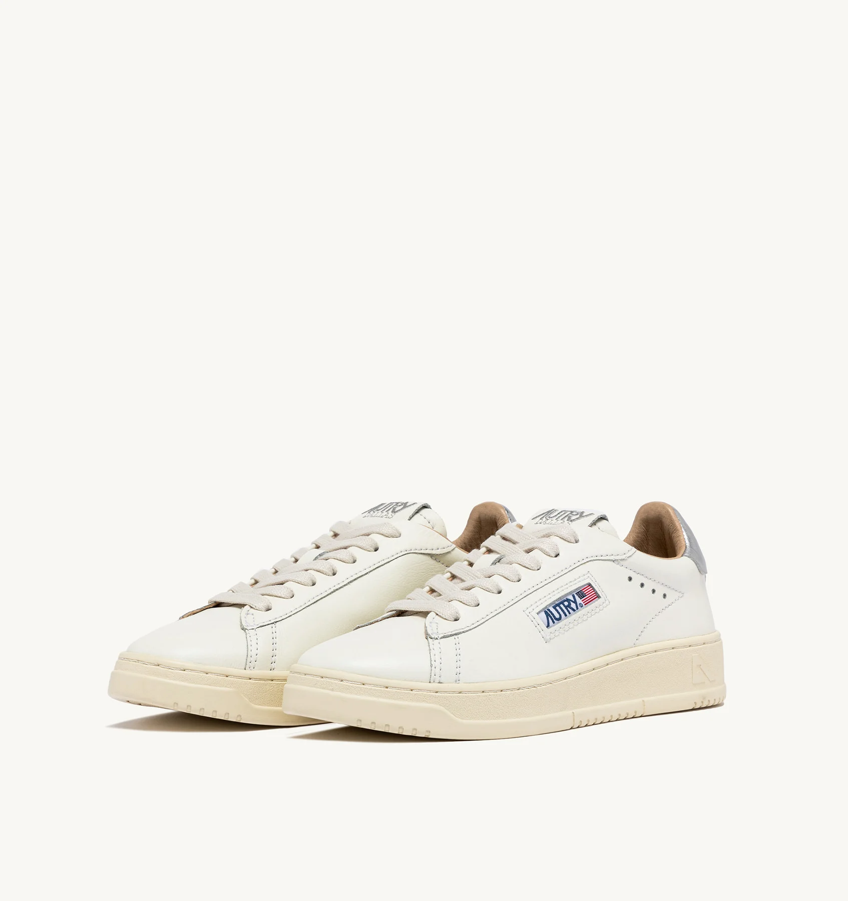 DALLAS LOW SNEAKERS IN WHITE AND SILVER LEATHER