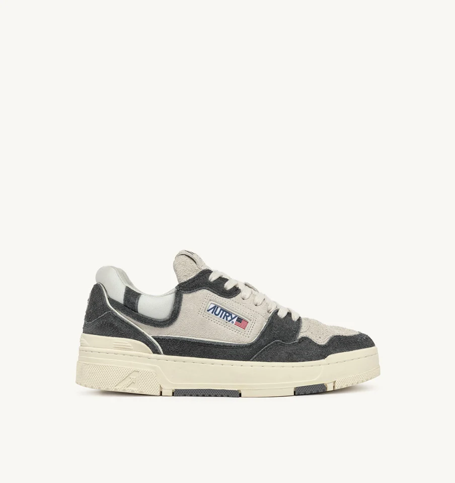 CLC LOW SNEAKERS IN WHITE AND BLACKBOARD LEATHER AND MESH