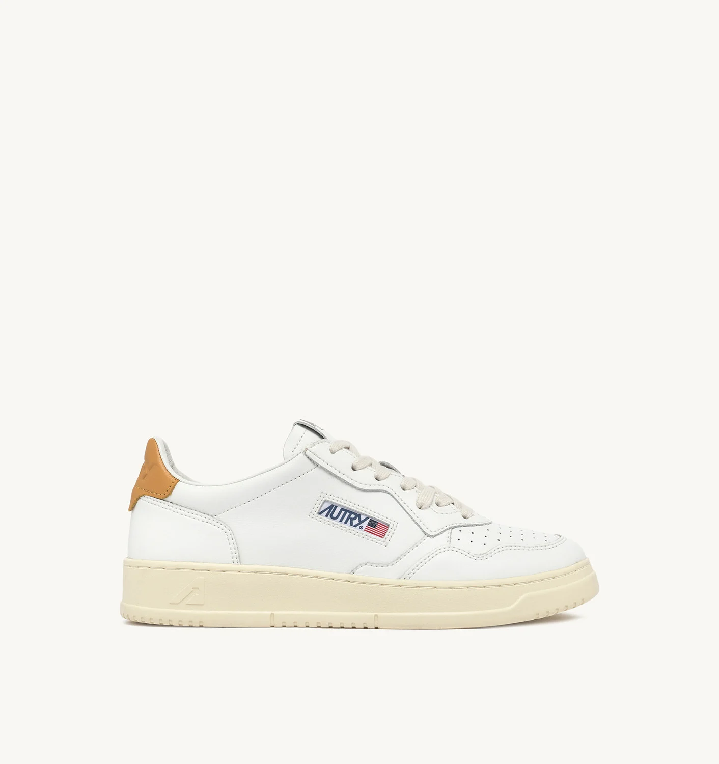 MEDALIST LOW SNEAKERS IN WHITE AND HONEY-YELLOW LEATHER