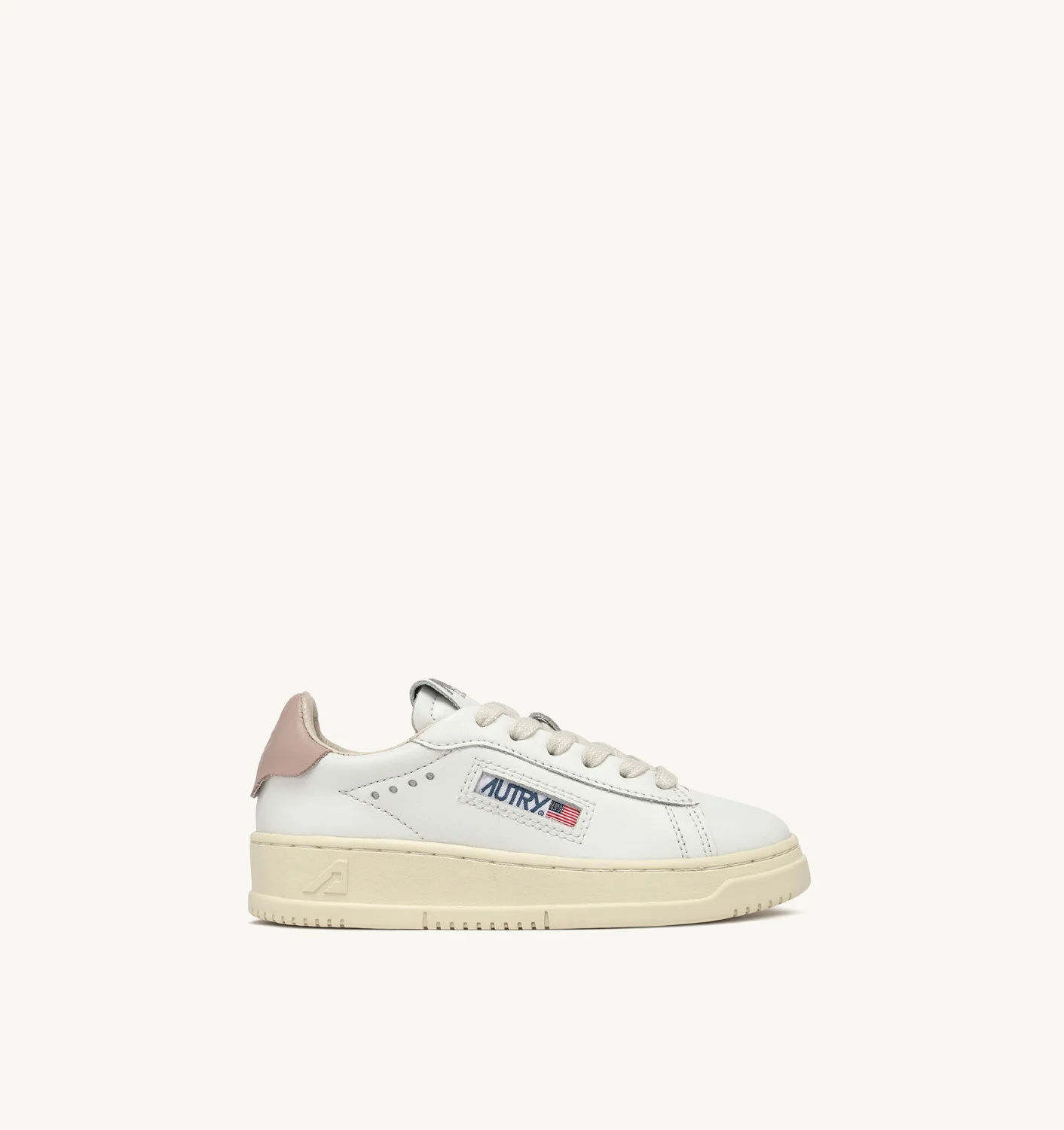 DALLAS LOW SNEAKERS IN WHITE AND POWDER PINK LEATHER