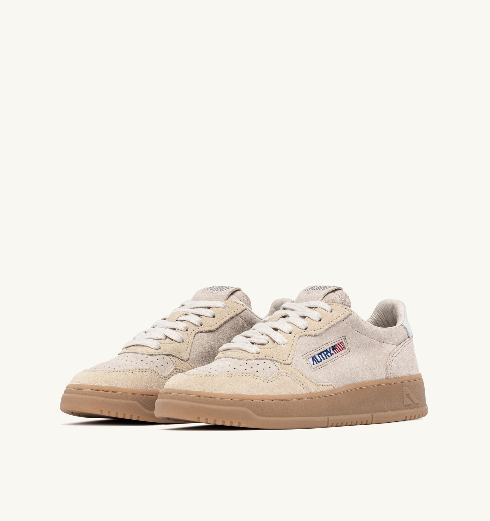 MEDALIST LOW SNEAKERS IN OFF-WHITE AND BEIGE SUEDE