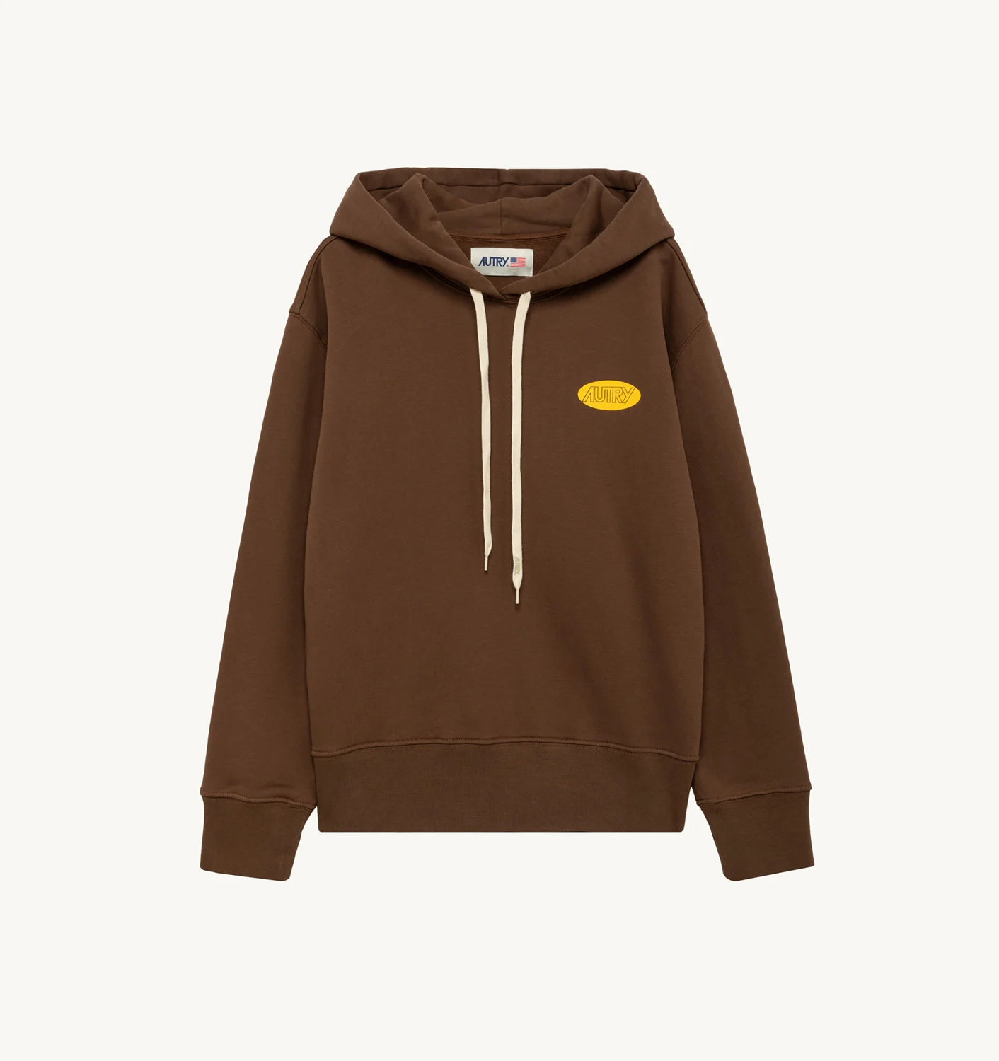 HOODIE IN BROWN JERSEY WITH PRINTED LOGO