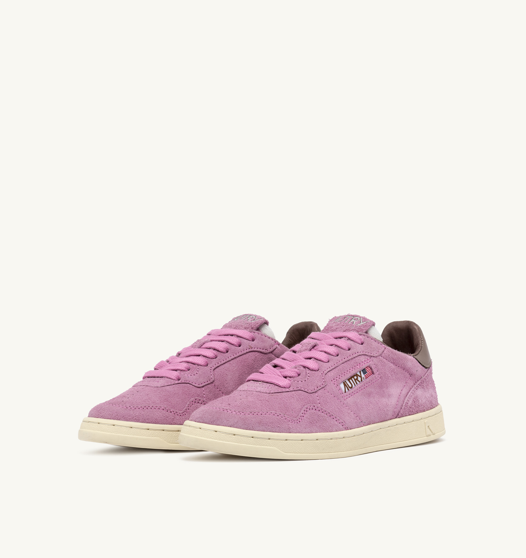 NEW FLAT LOW SNEAKERS IN FUCHSIA AND SLATE SUEDE