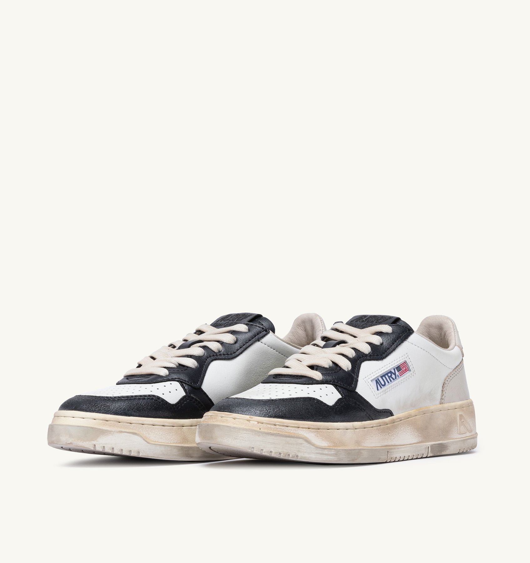 SUPER VINTAGE MEDALIST LOW SNEAKERS IN WHITE DARK GREY AND BLUE LEATHER