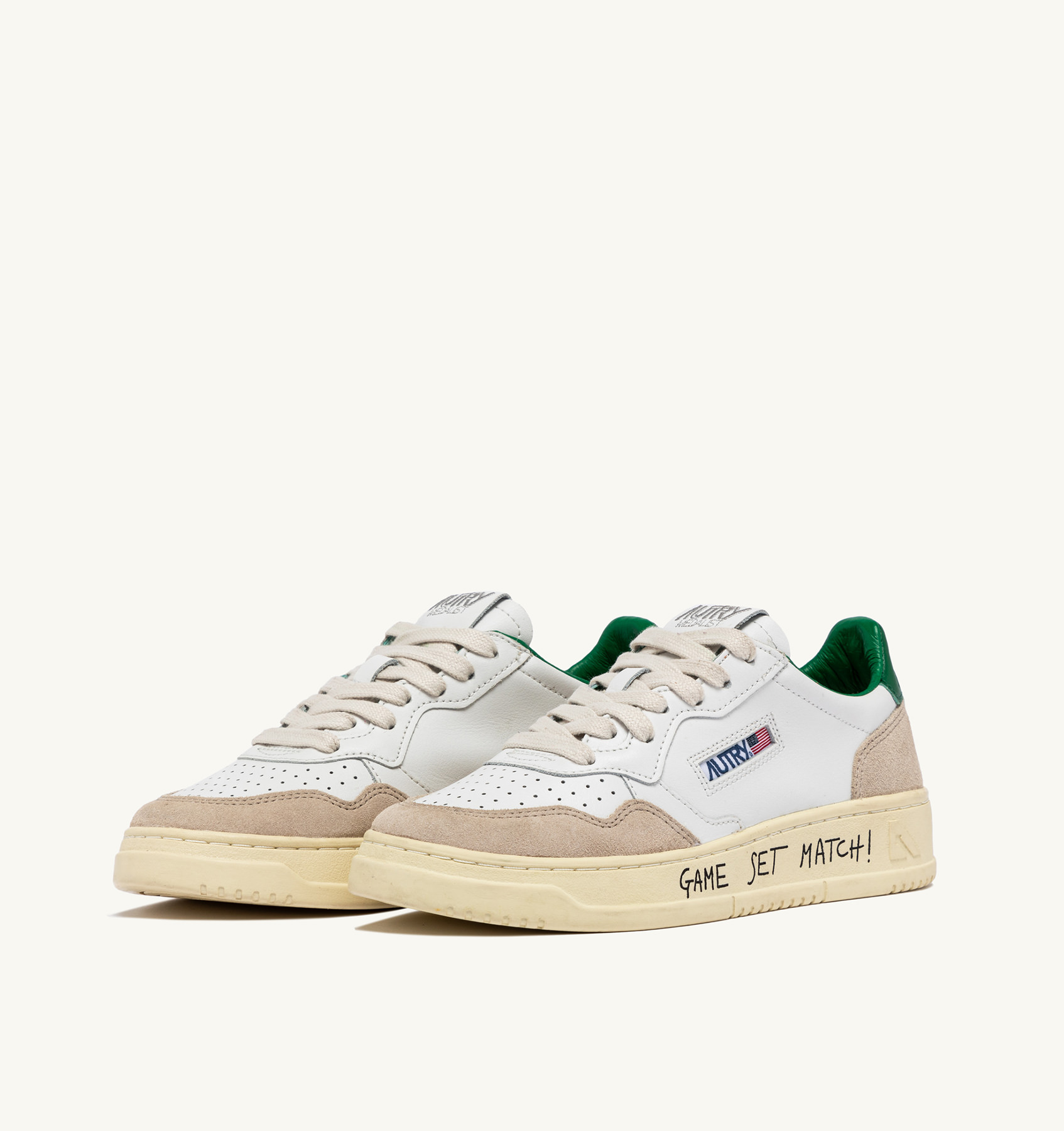MEDALIST LOW SNEAKERS IN BICOLOR LEATHER AND SUEDE WITH LETTERING