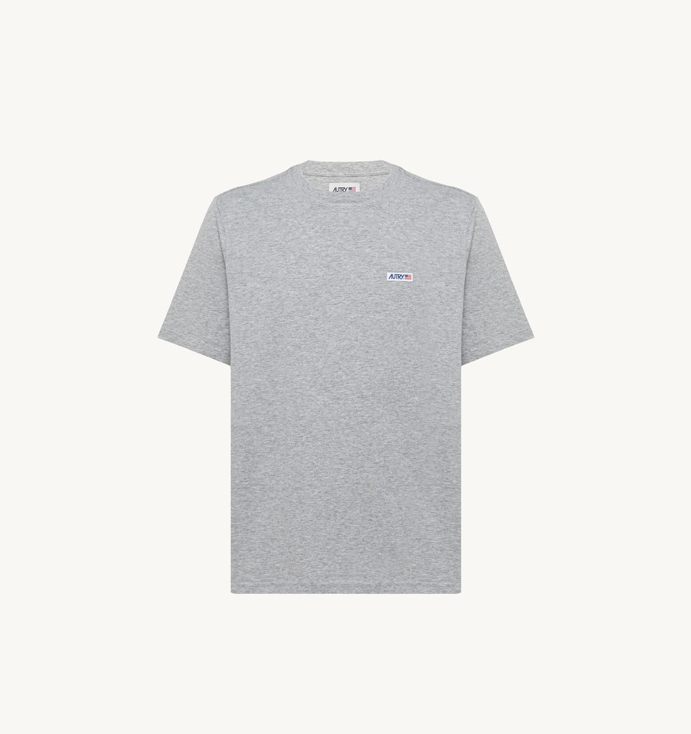 LABEL T-SHIRT IN MELANGE COTTON JERSEY
