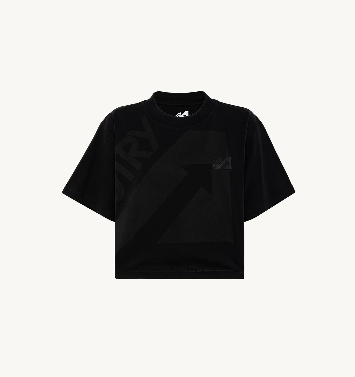 CROPPED T-SHIRT IN BLACK COTTON JERSEY