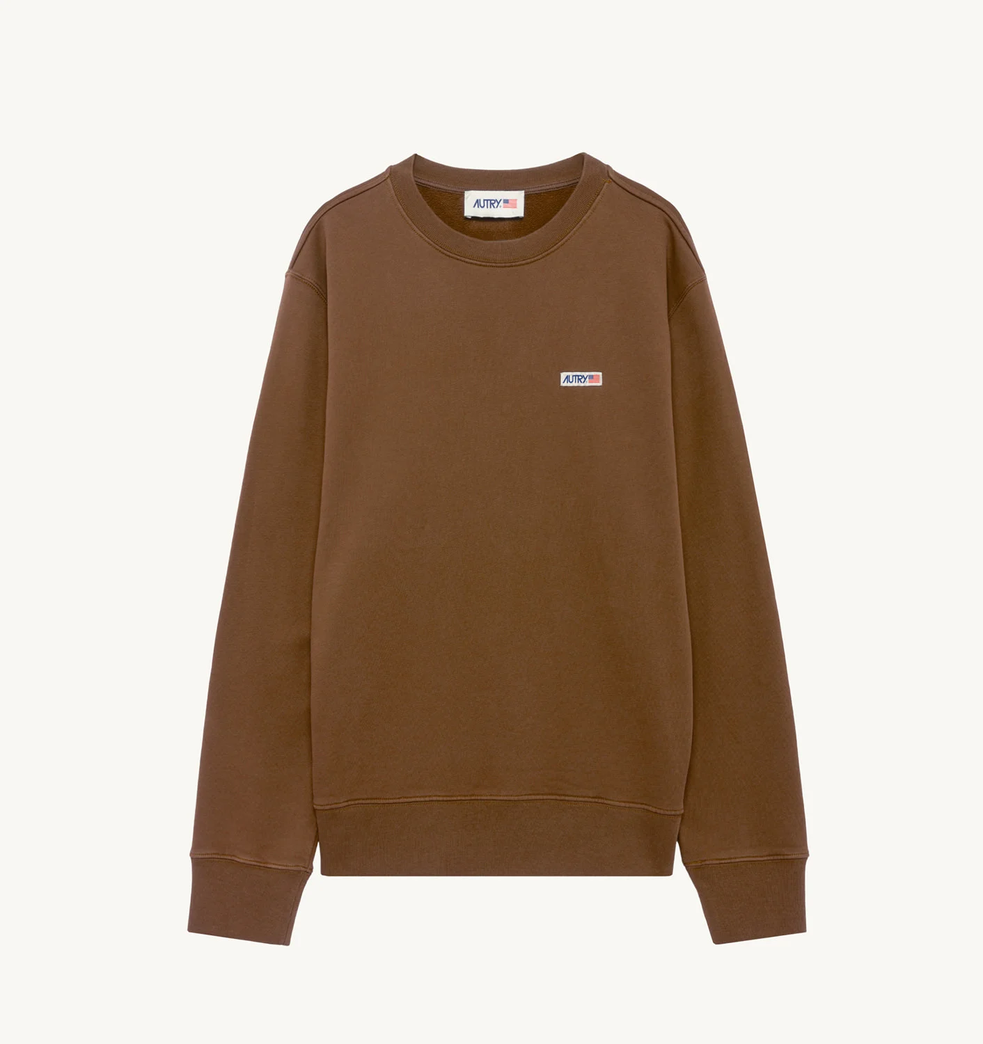 SWEATSHIRT IN BROWN JERSEY WITH LABEL