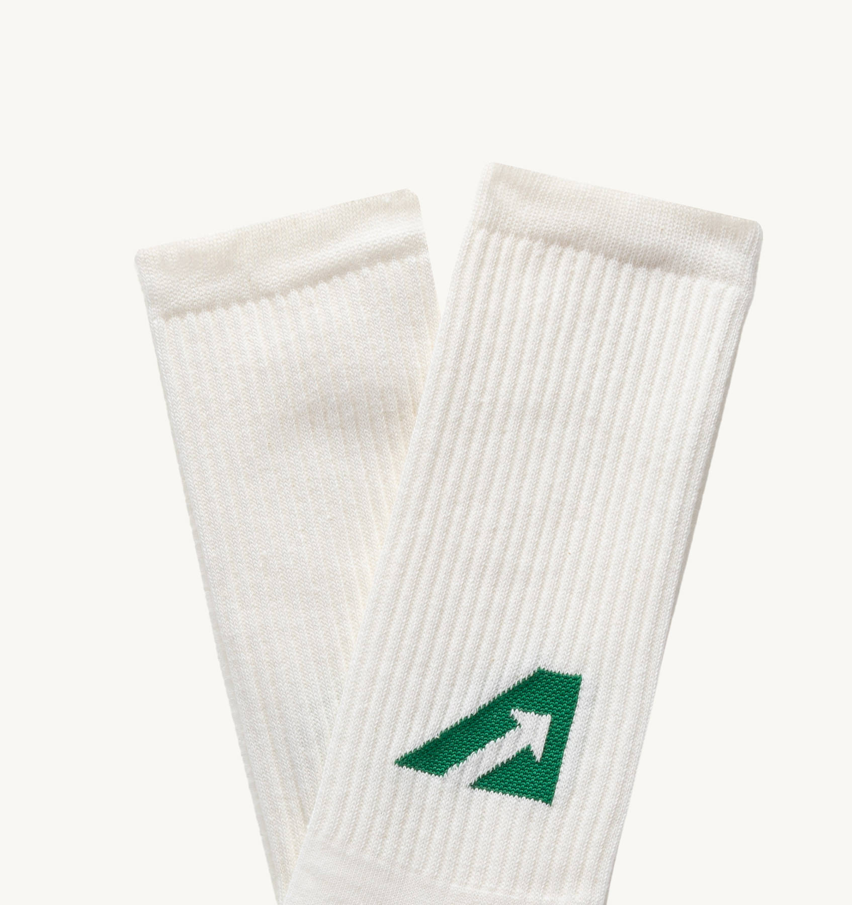 SOCKS IN WHITE AND GREEN COTTON TERRY