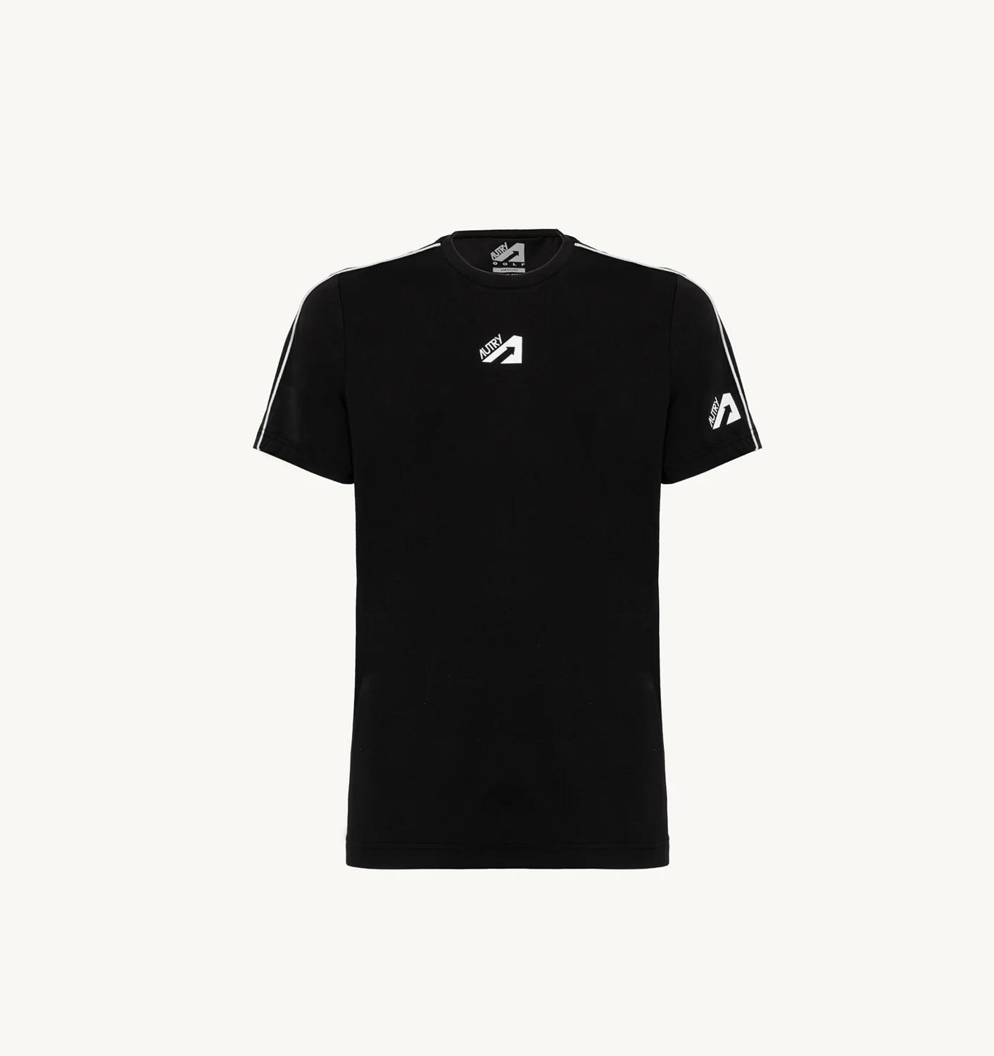 BLACK TENNIS T-SHIRT WITH CONTRAST PIPING