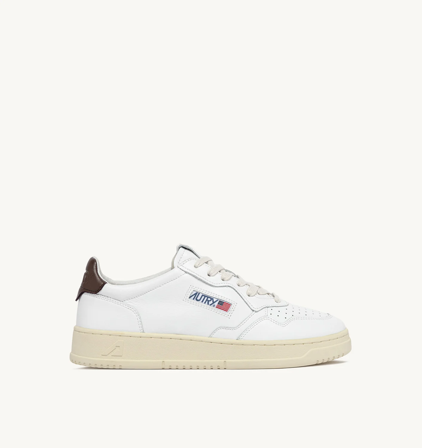 MEDALIST LOW SNEAKERS IN WHITE AND BROWN LEATHER