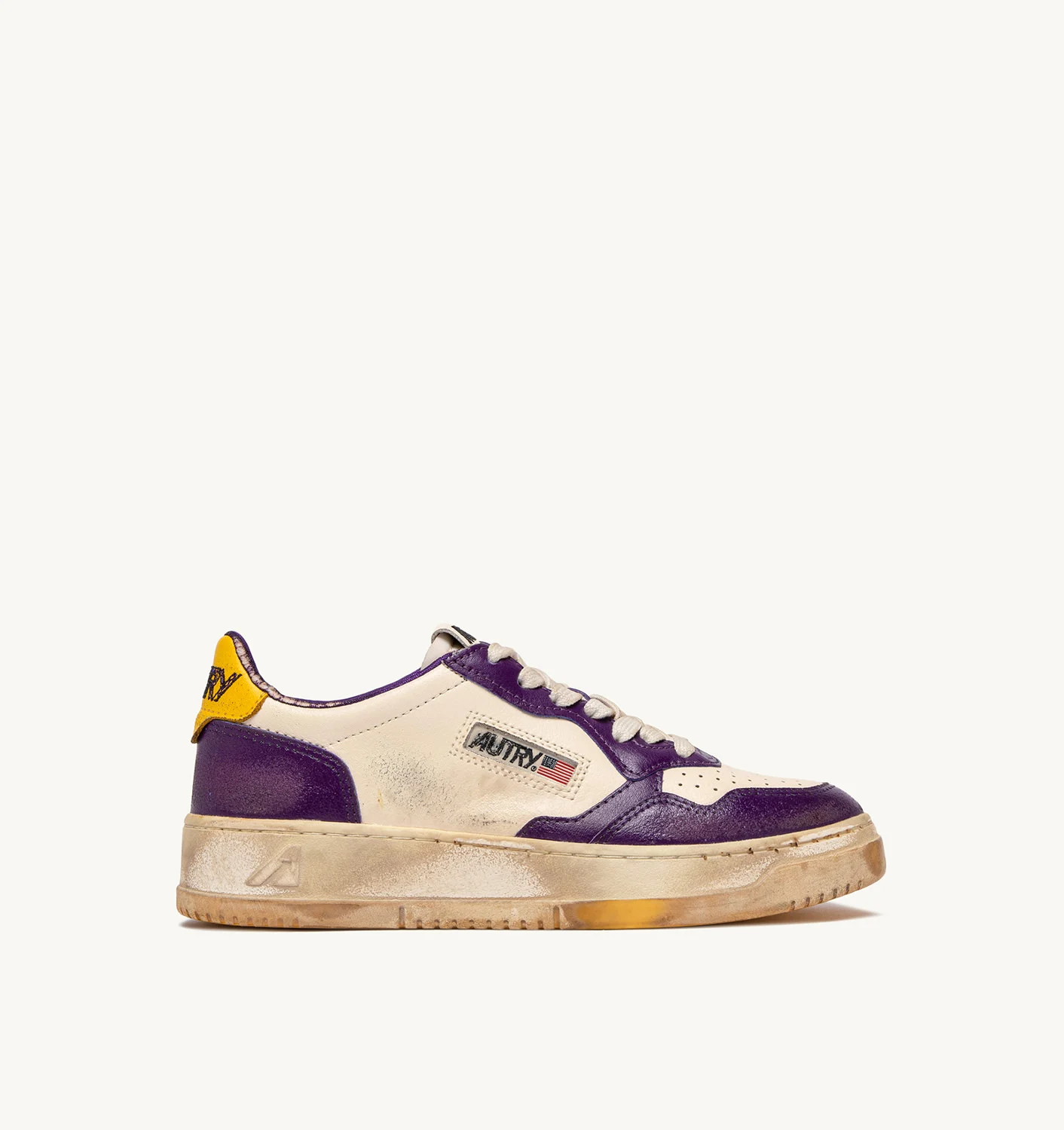 MEDALIST LOW SUPER VINTAGE SNEAKERS IN WHITE AND PURPLE LEATHER