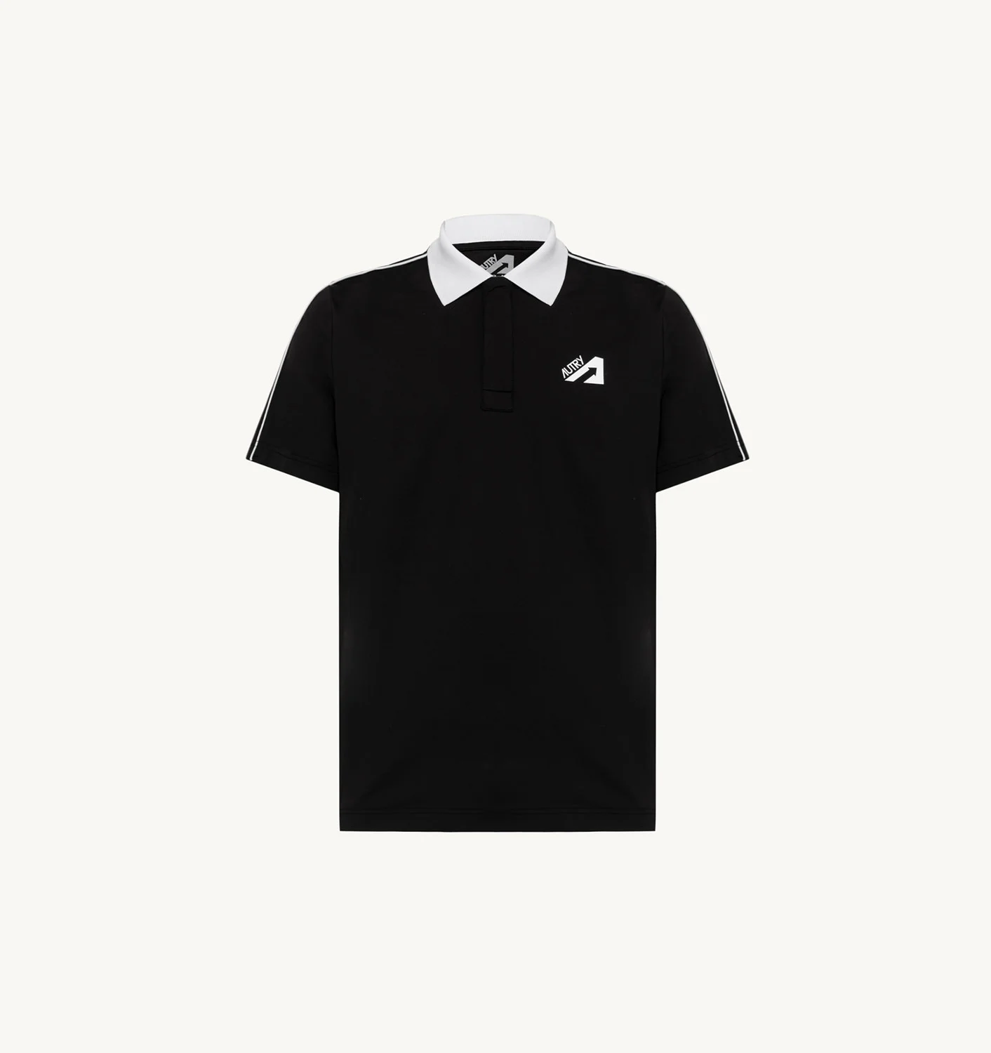 BLACK GOLF POLO SHIRT WITH CONTRAST PIPING