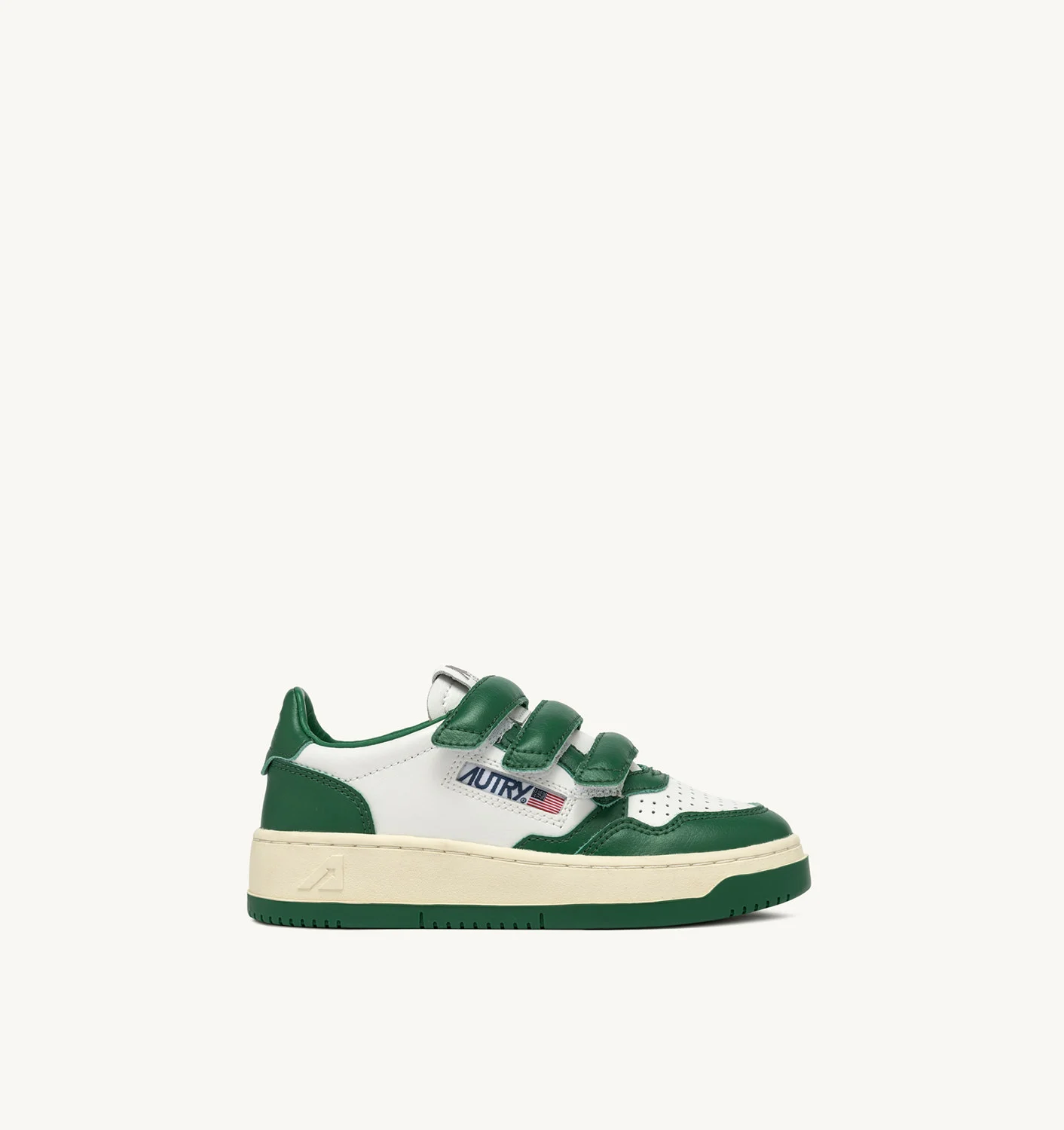KIDSTRIPES LOW SNEAKERS IN WHITE AND GREEN LEATHER