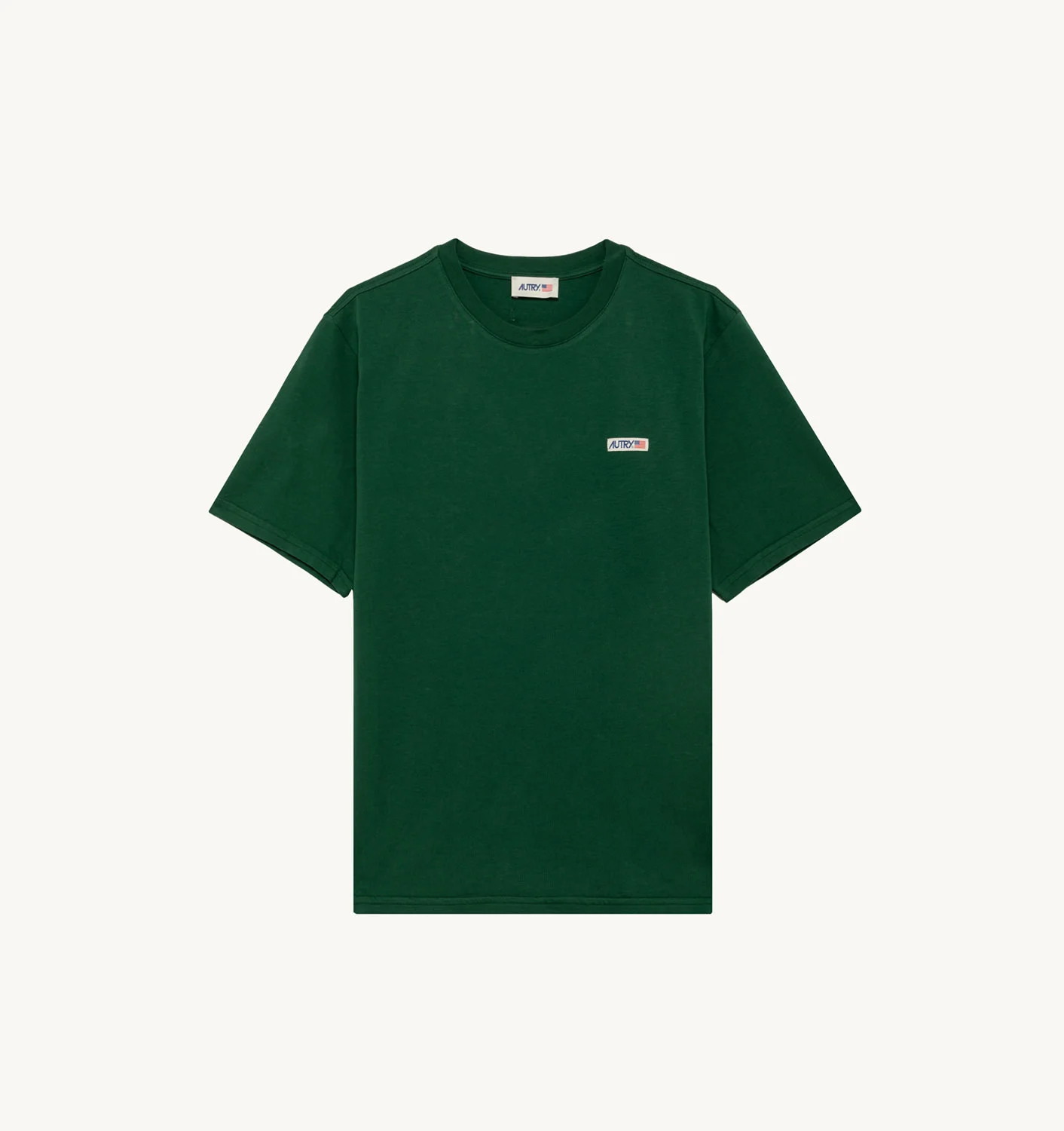 T-SHIRT IN GREEN COTTON WITH LABEL