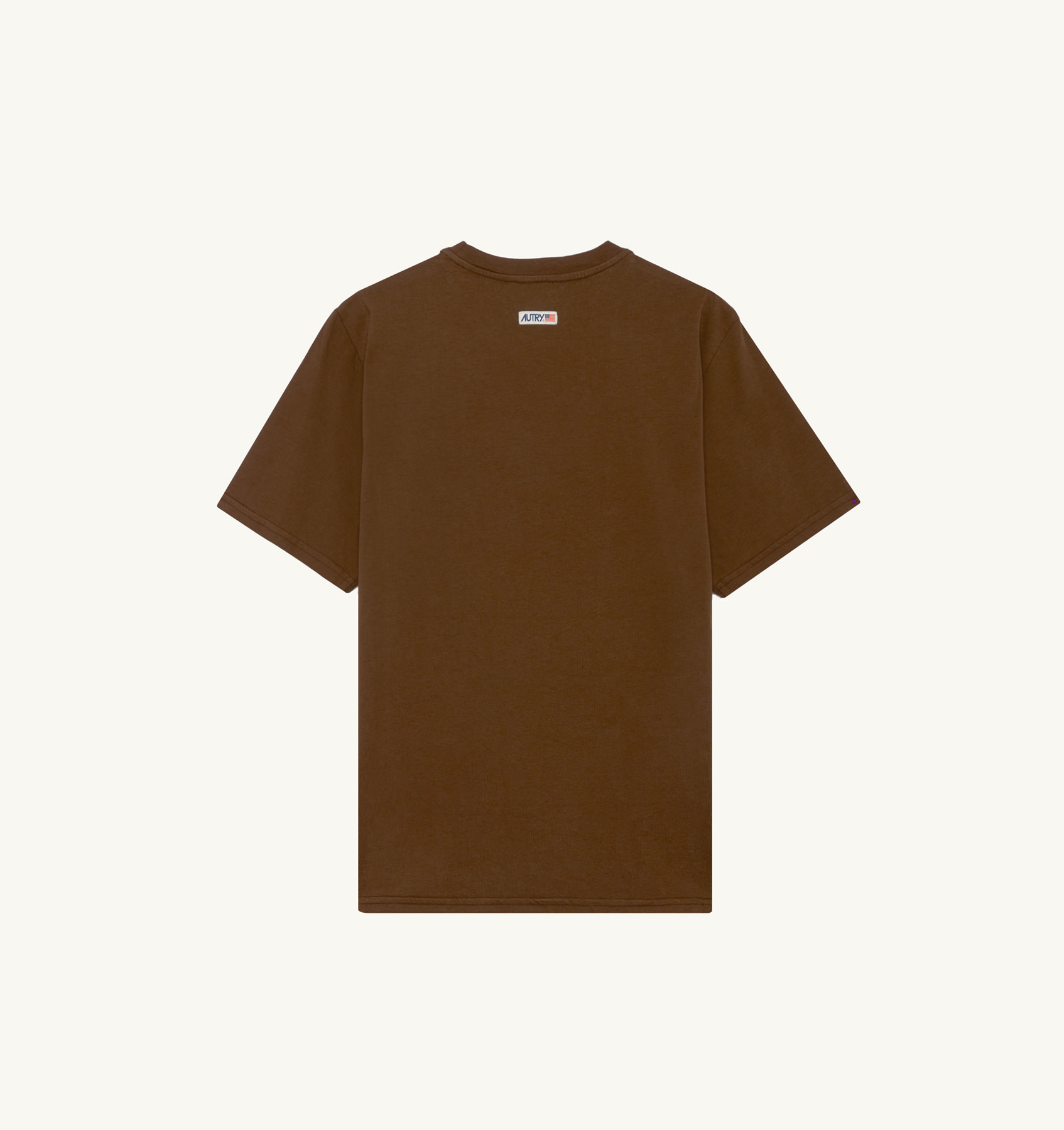 T-SHIRT IN BROWN COTTON WITH LABEL