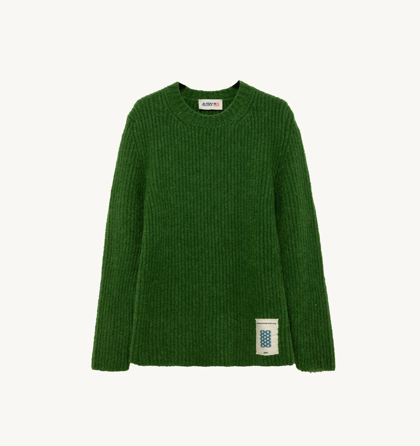 SWEATER IN GREEN FISHERMAN KNIT