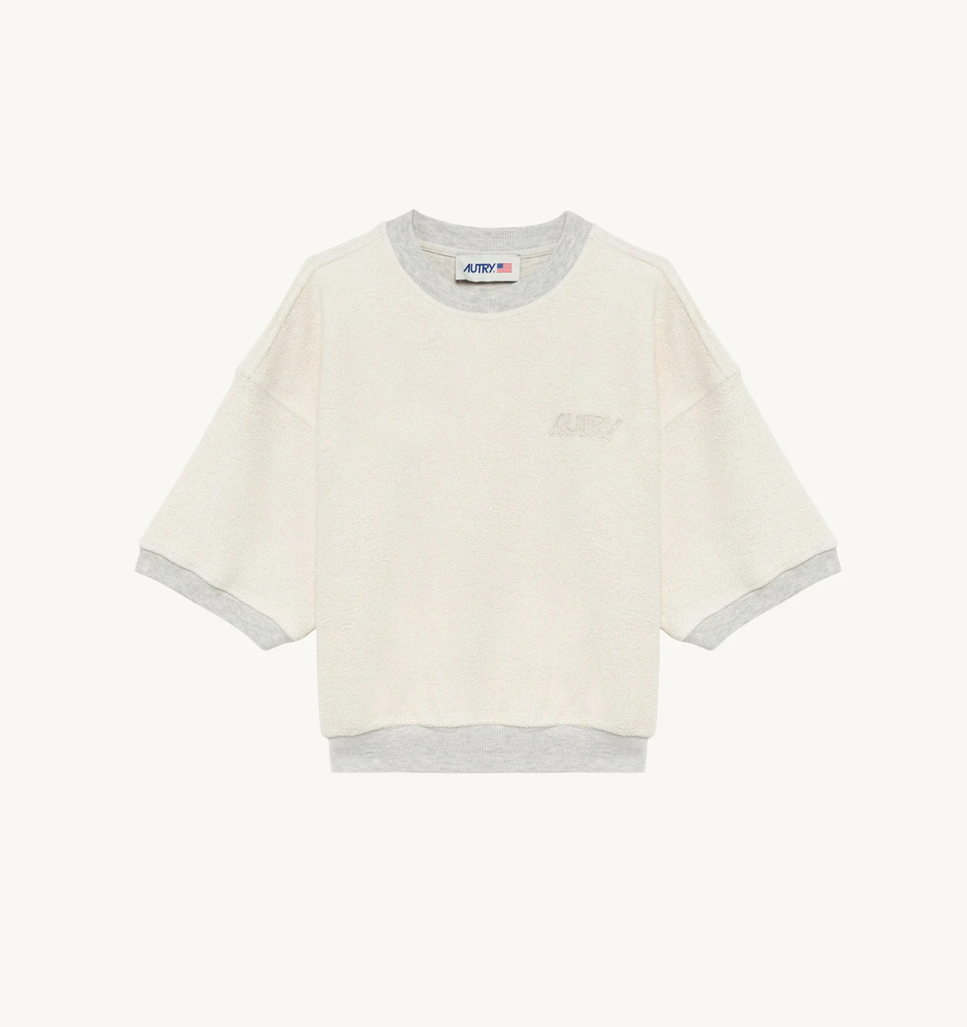 SHORT-SLEEVE SWEATSHIRT IN GRAY HEAVY JERSEY