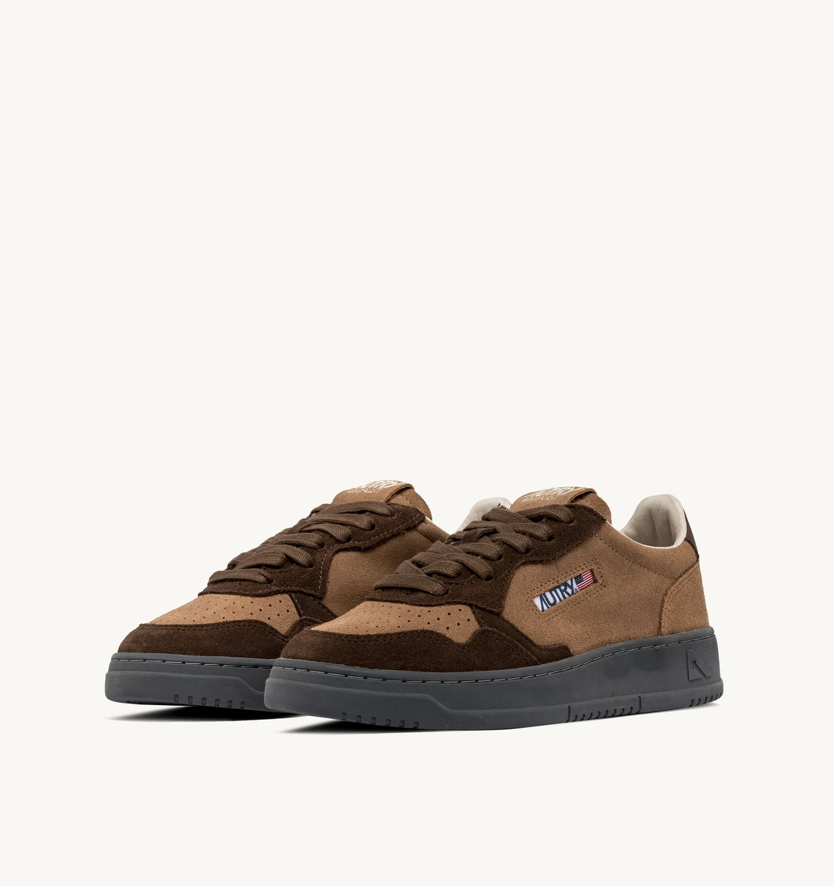 MEDALIST LOW SNEAKERS IN DARK AND LIGHT BROWN SUEDE