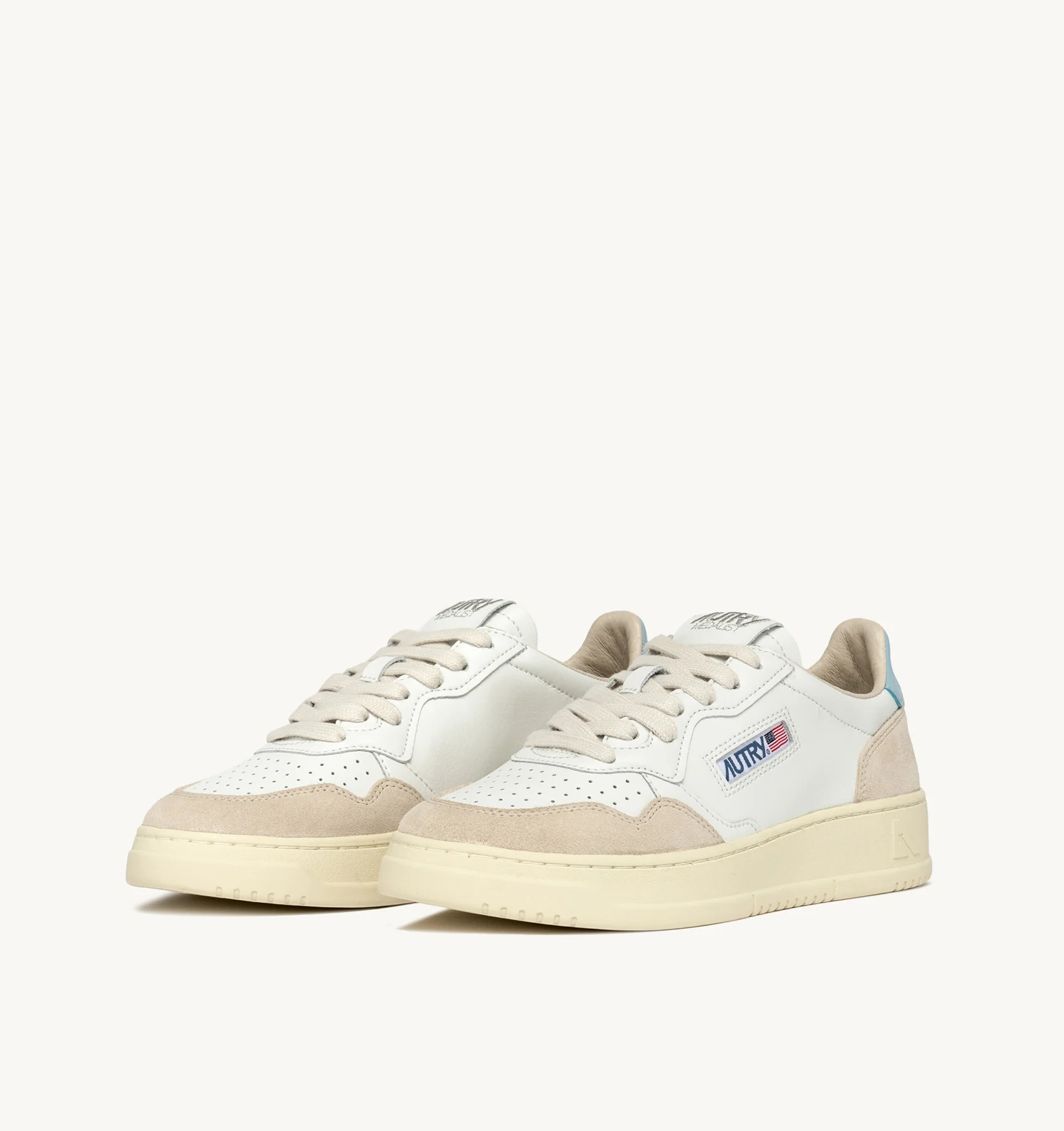 MEDALIST LOW SNEAKERS IN SUEDE AND LEATHER COLOR WHITE AND LIGHT BLUE