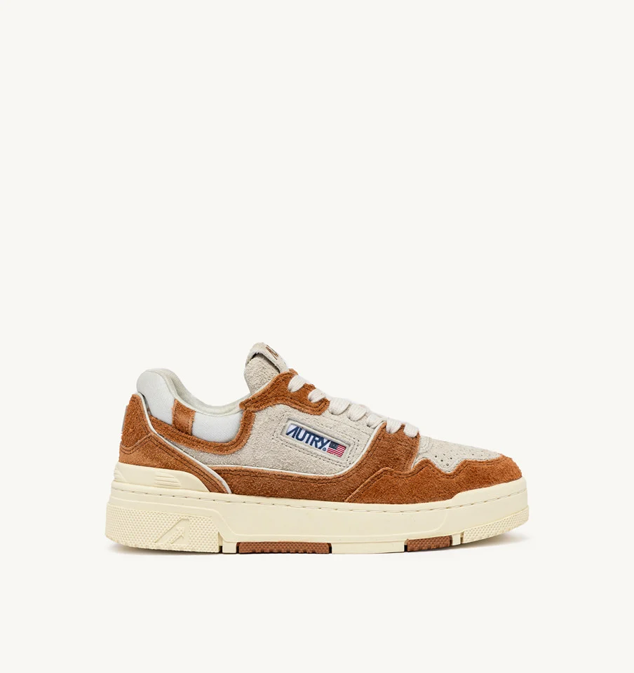 CLC LOW SNEAKERS IN CREAM AND TERRACOTTA LEATHER AND MESH