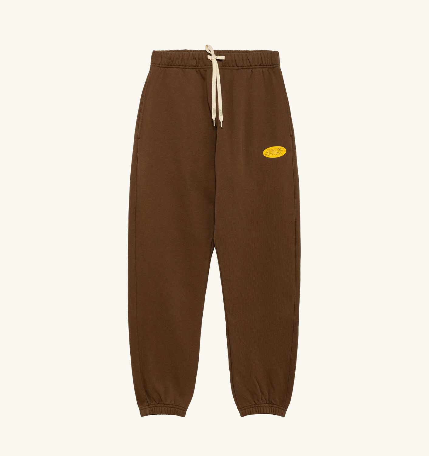 SWEATPANTS IN BROWN JERSEY WITH LABEL