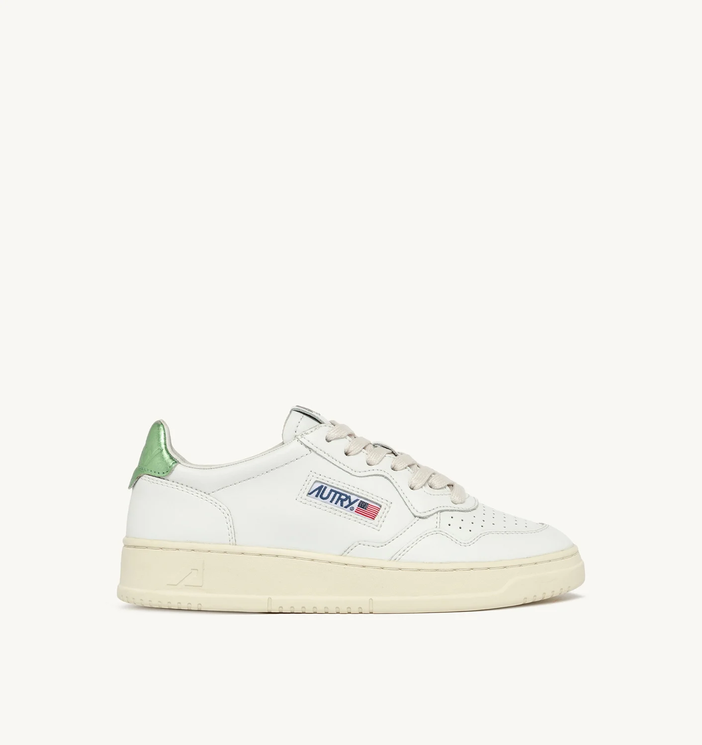 MEDALIST LOW SNEAKERS IN LEATHER COLOR WHITE AND GREEN