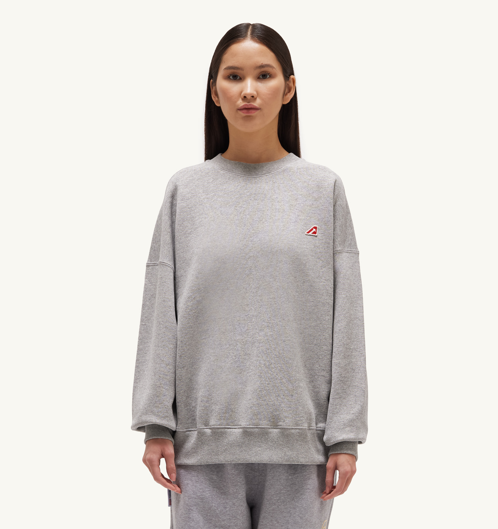 CREW NECK SWEATSHIRT IN GRAY GAUZED COTTON JERSEY