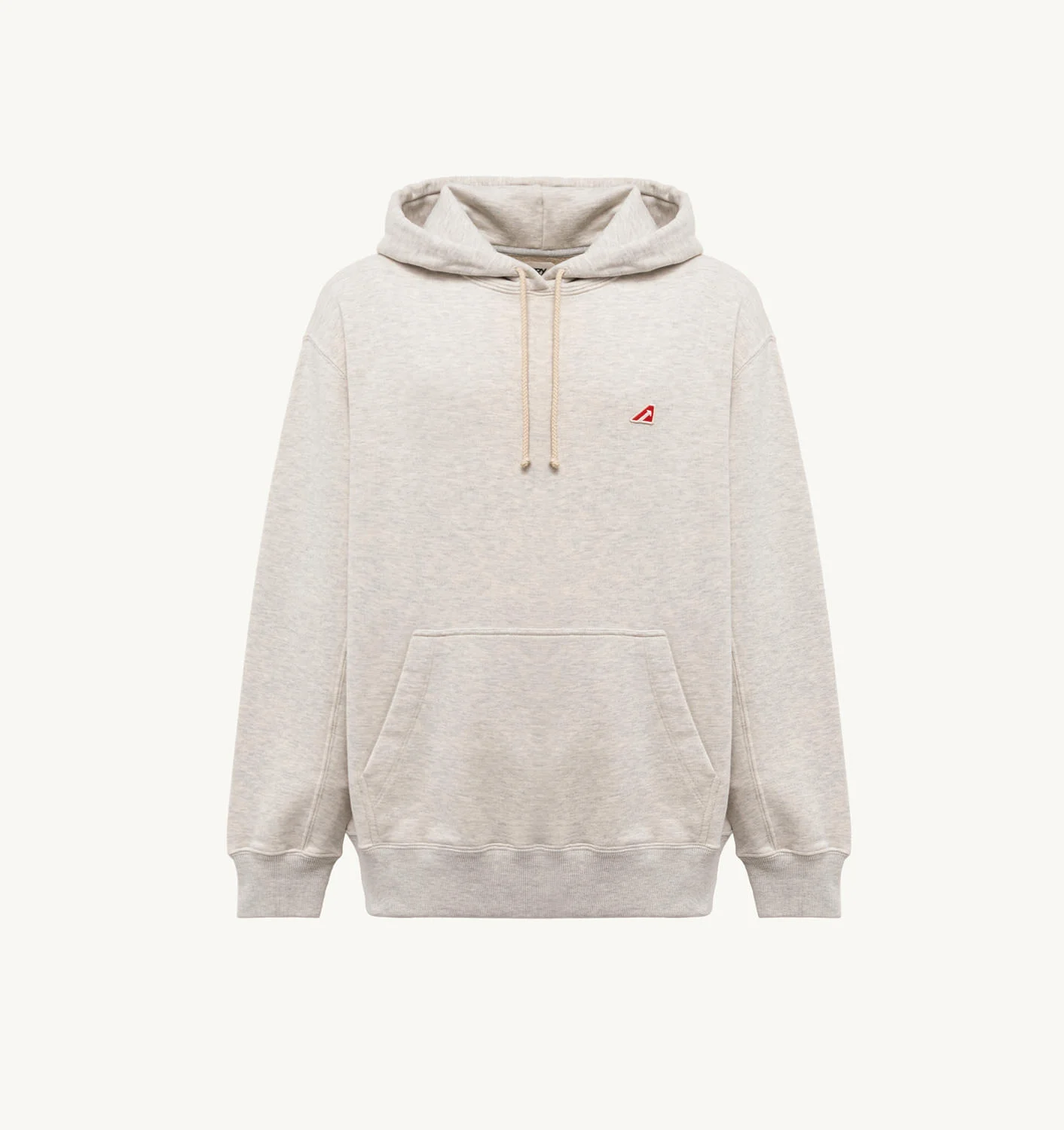 RELAXED FIT HOODED SWEATSHIRT IN MELANGE GRAY GAUZED COTTON JERSEY