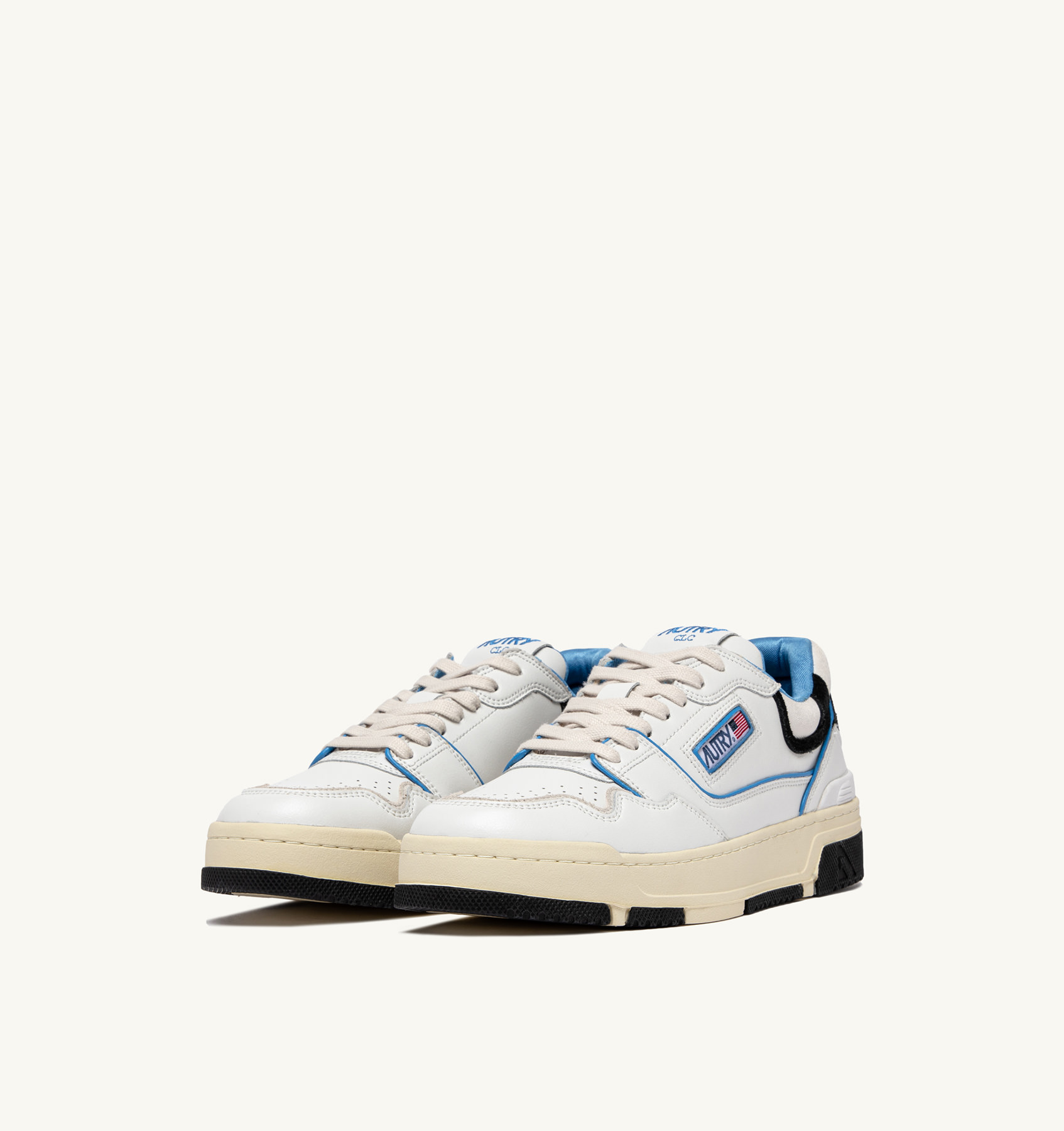 CLC SNEAKERS IN WHITE/AZURE LEATHER AND BLACK SUEDE