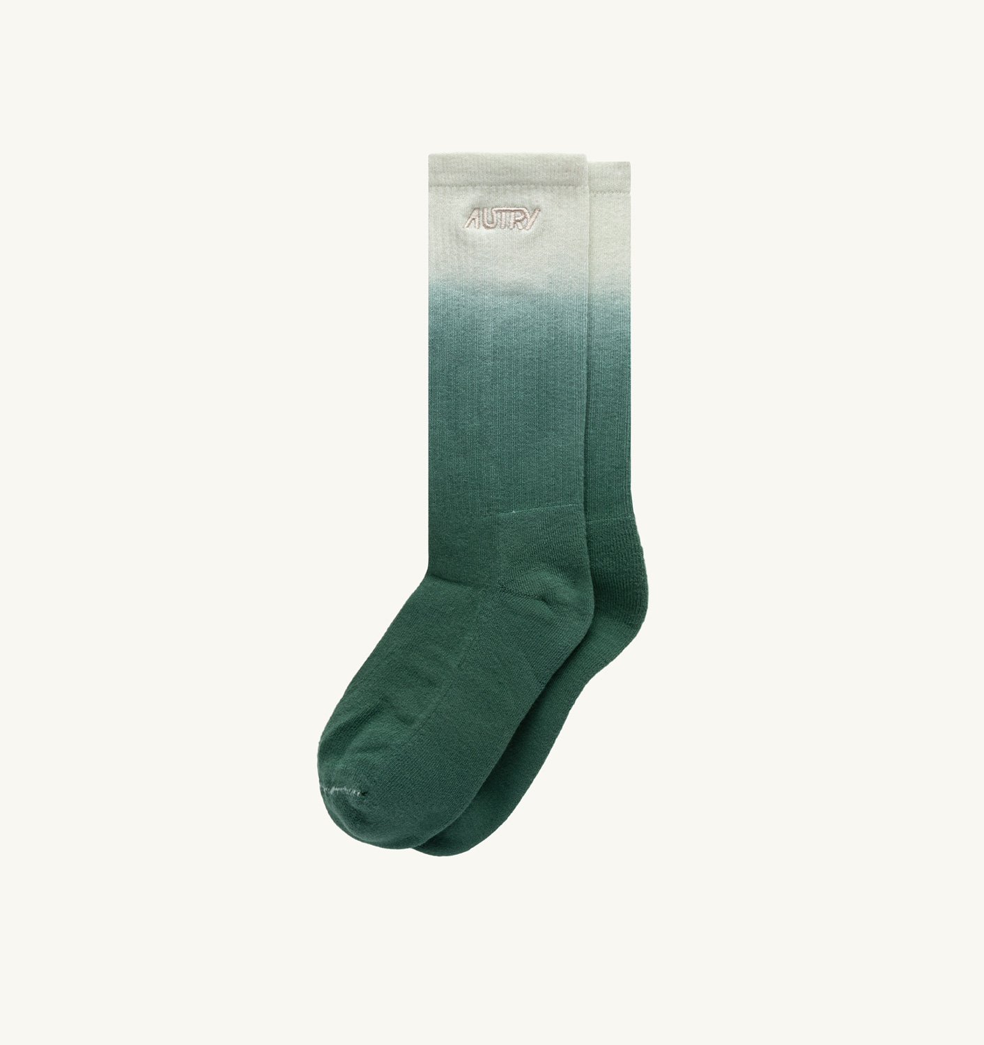 DIP-DYE SOCKS IN GREEN COTTON TERRY