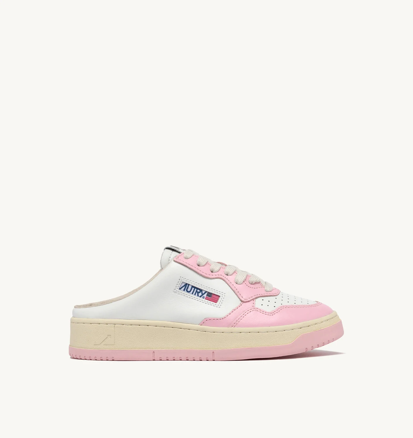 MEDALIST SABOT SNEAKERS IN WHITE AND BLUSHING BRIDE LEATHER