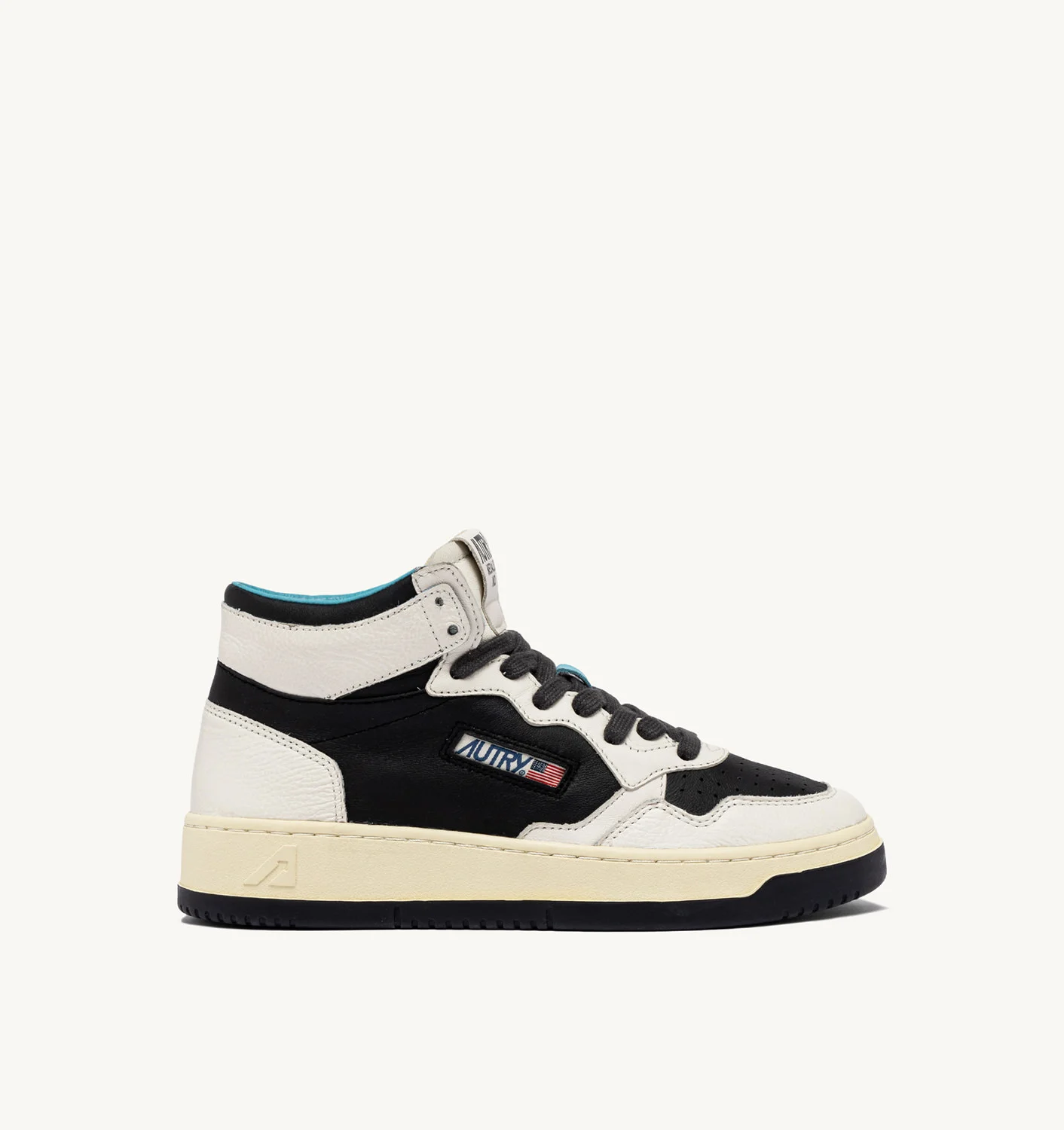 MEDALIST MID SNEAKERS IN BLACK LEATHER AND NEUTRAL-TONE NAPPA