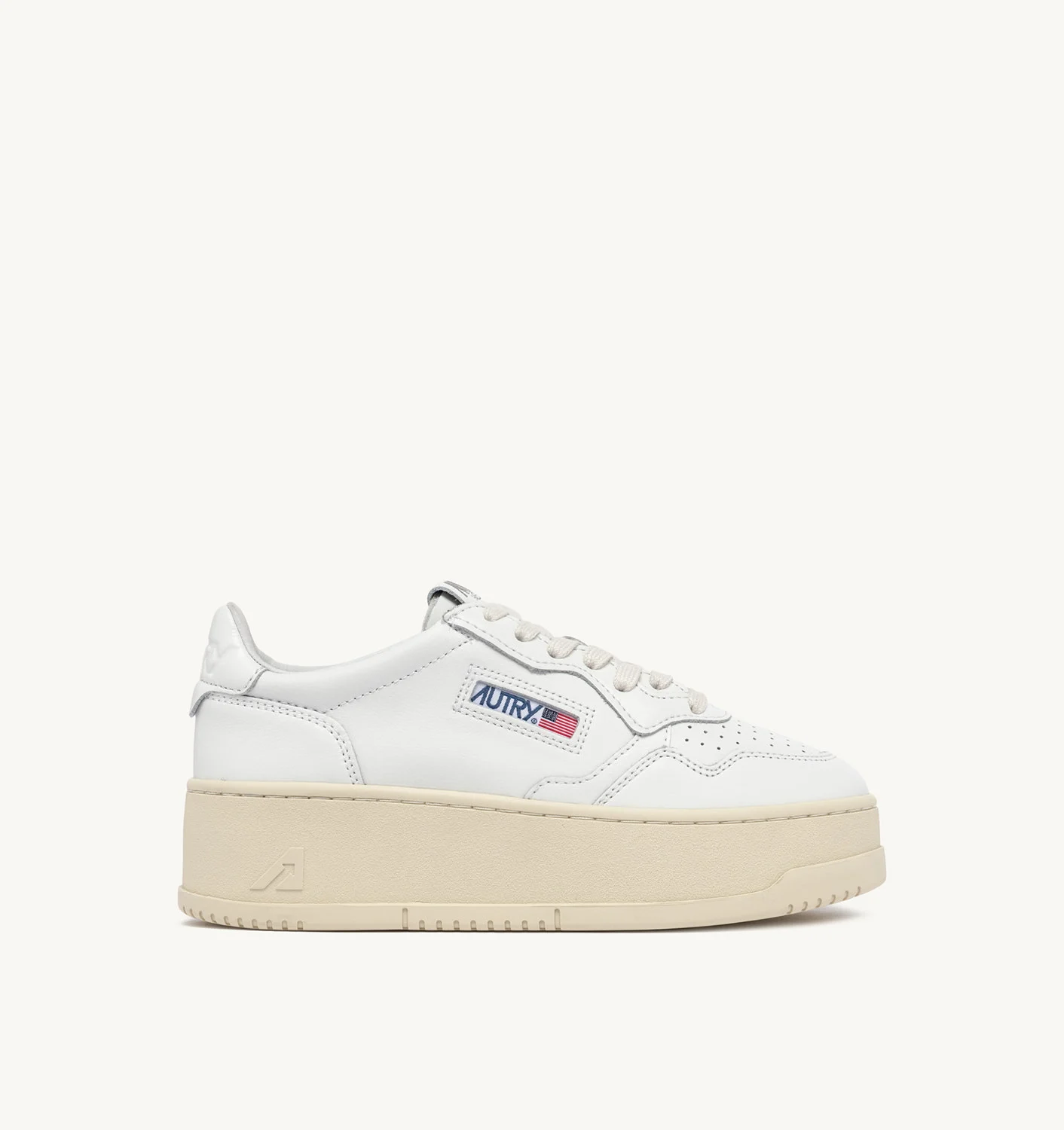 MEDALIST PLATFORM SNEAKERS IN WHITE LEATHER