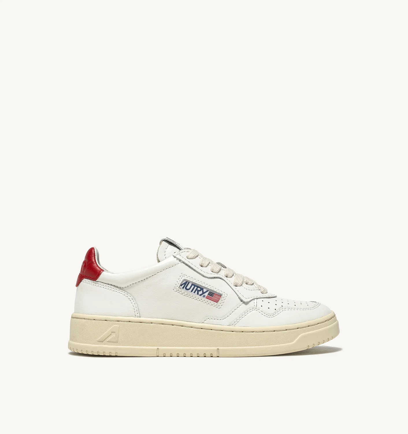 MEDALIST LOW SNEAKERS IN WHITE AND RED LEATHER