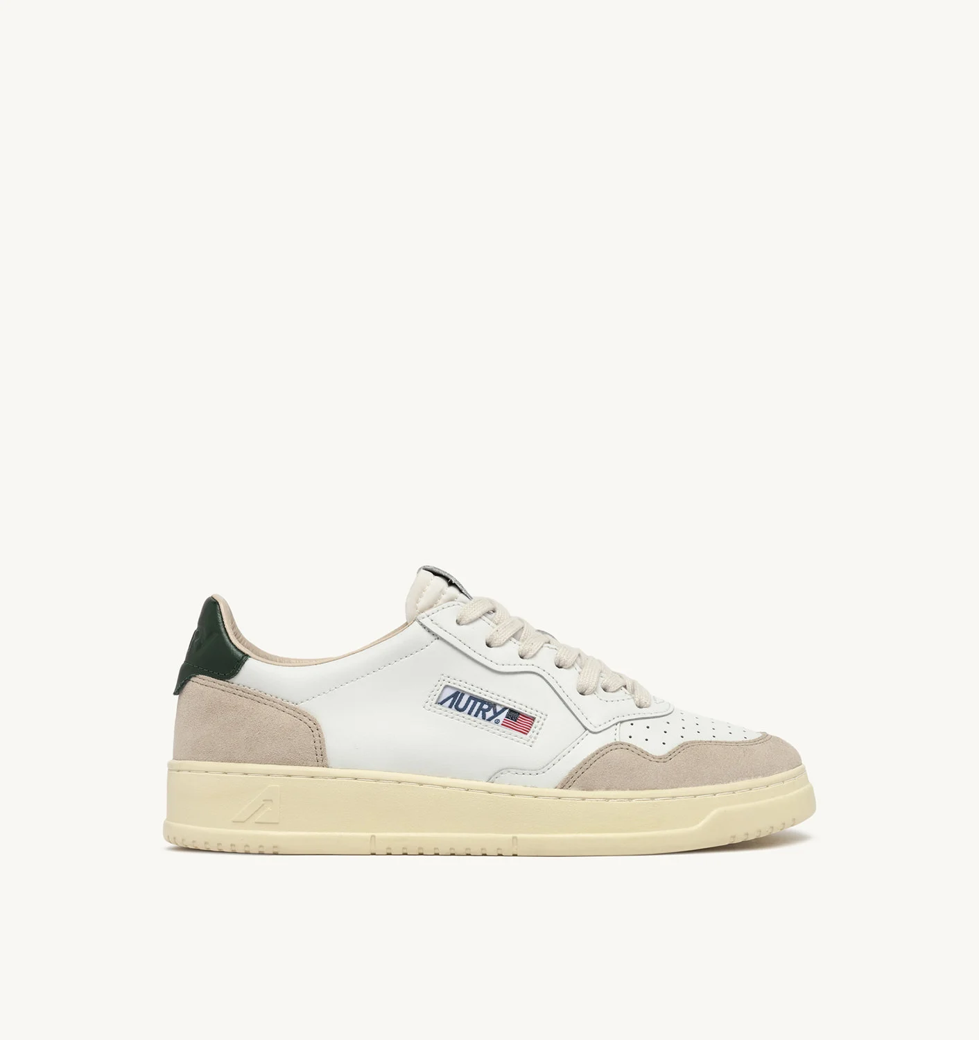 MEDALIST LOW SNEAKERS IN WHITE AND MOUNTAIN LEATHER AND BEIGE SUEDE