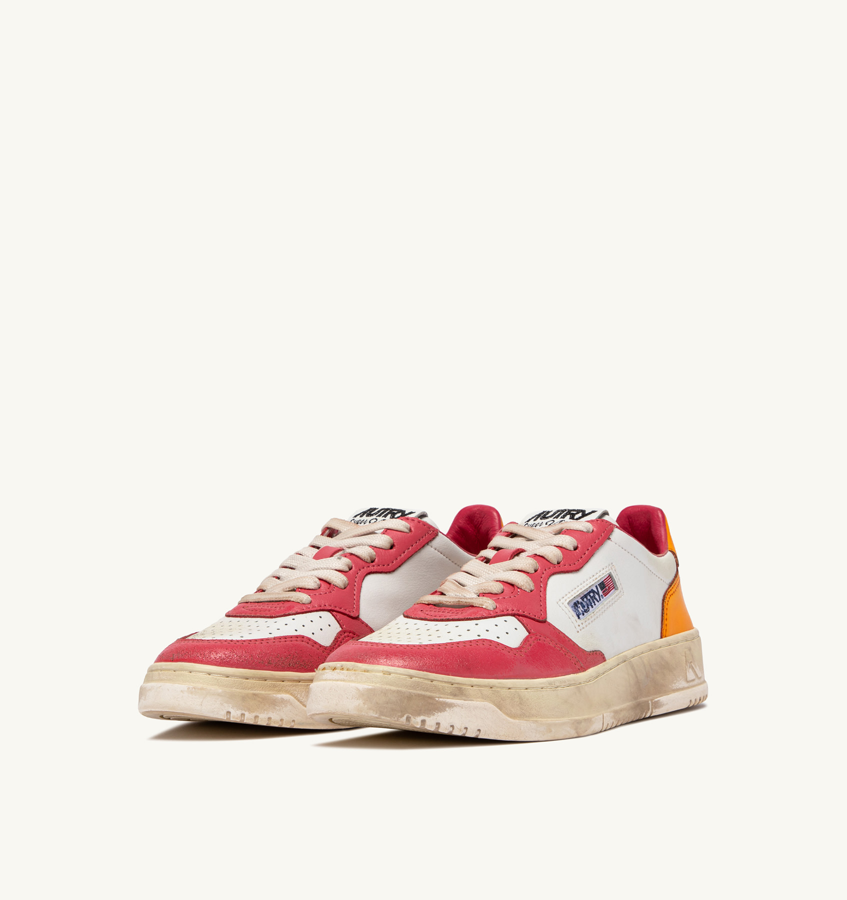MEDALIST LOW SUPER VINTAGE SNEAKERS IN WHITE, PINK AND ORANGE LEATHER