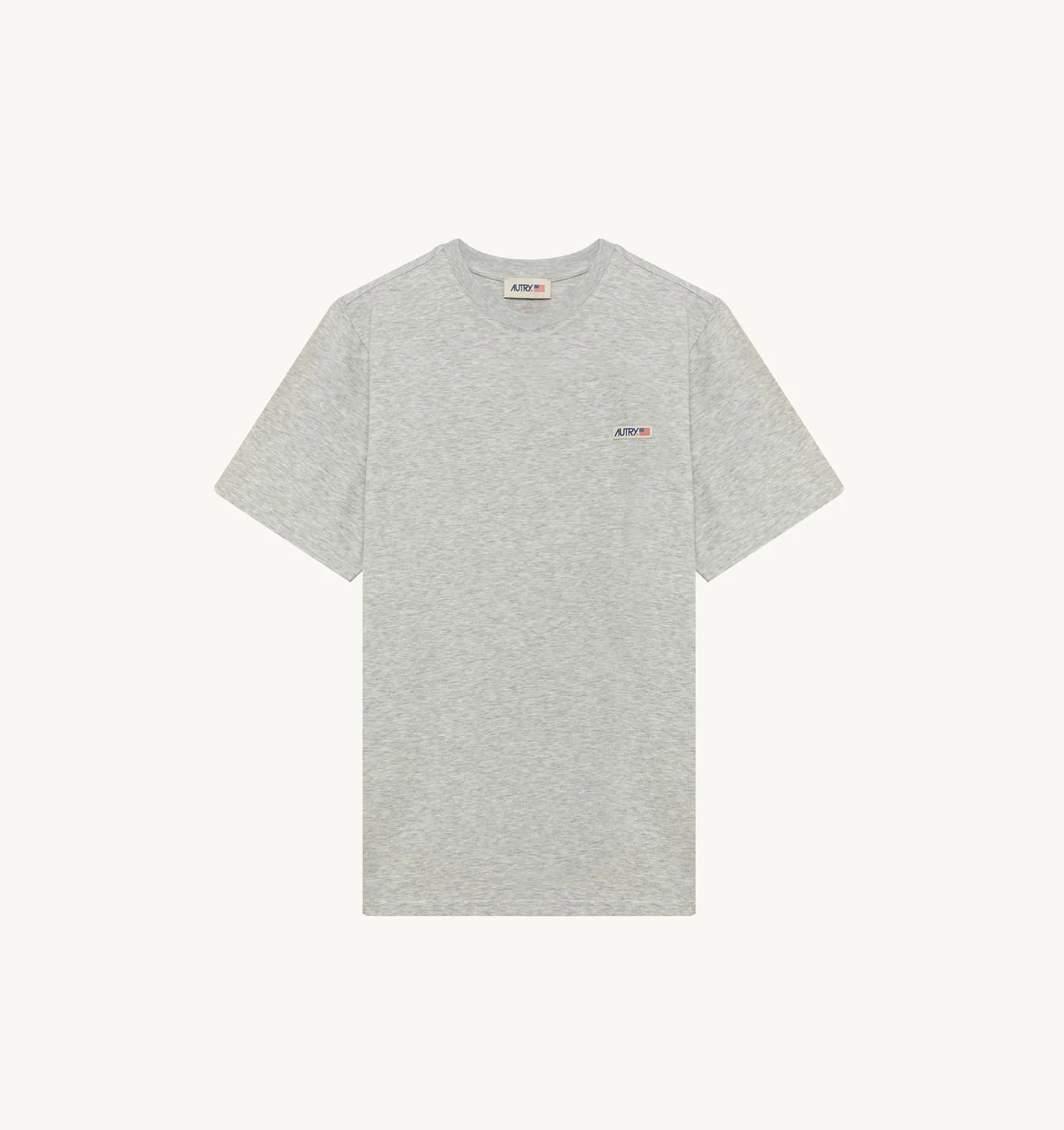 T-SHIRT IN GRAY COTTON WITH LABEL