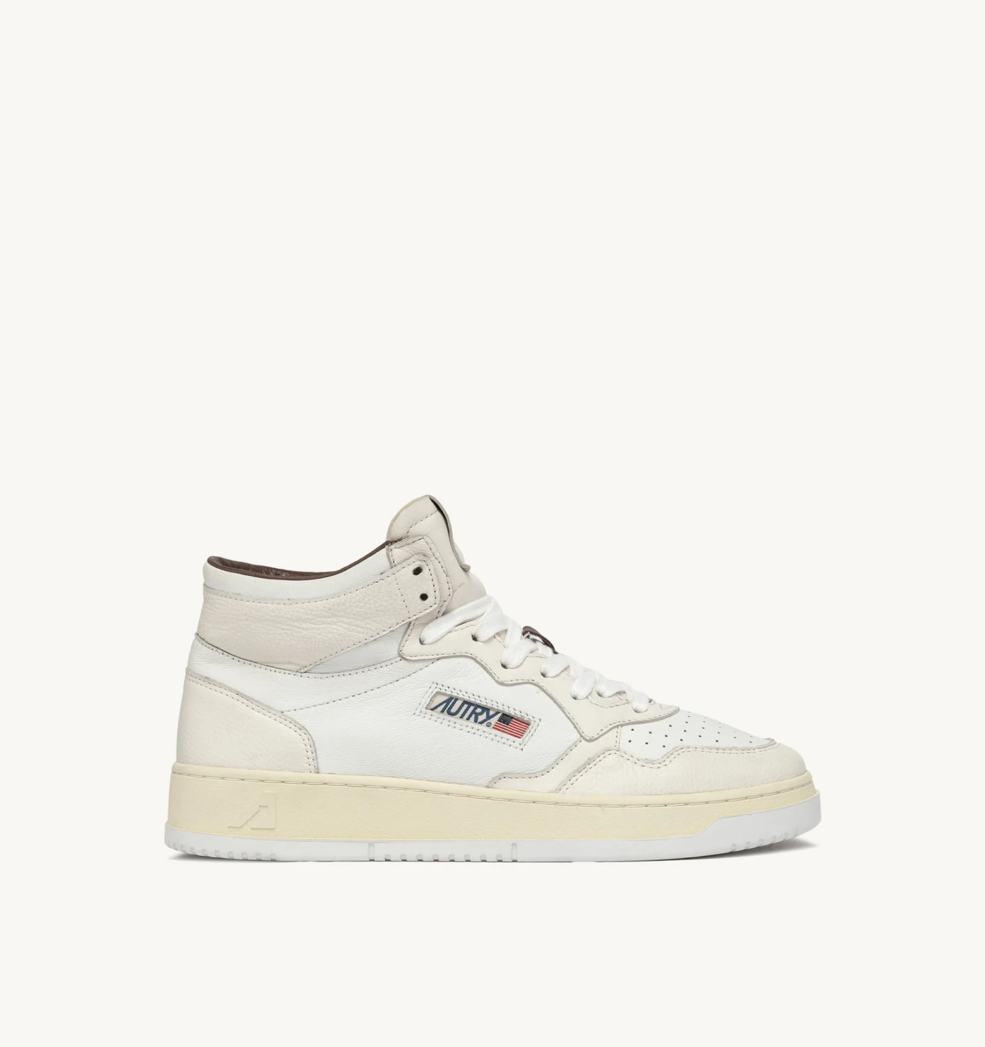 MEDALIST MID SNEAKERS IN WHITE LEATHER AND NEUTRAL-TONE NAPPA