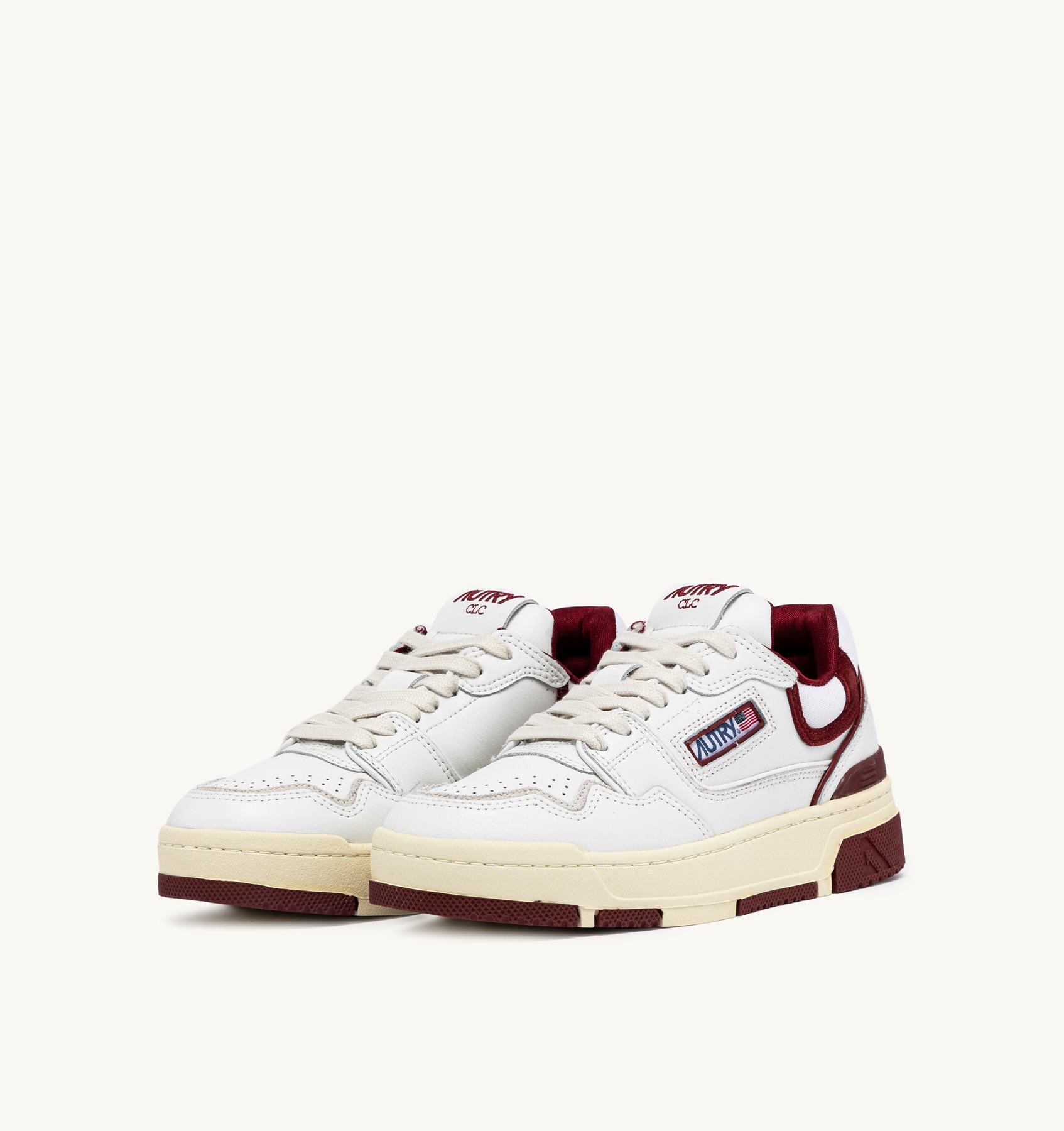 CLC SNEAKERS IN LEATHER COLOR WHITE AND BURGUNDY