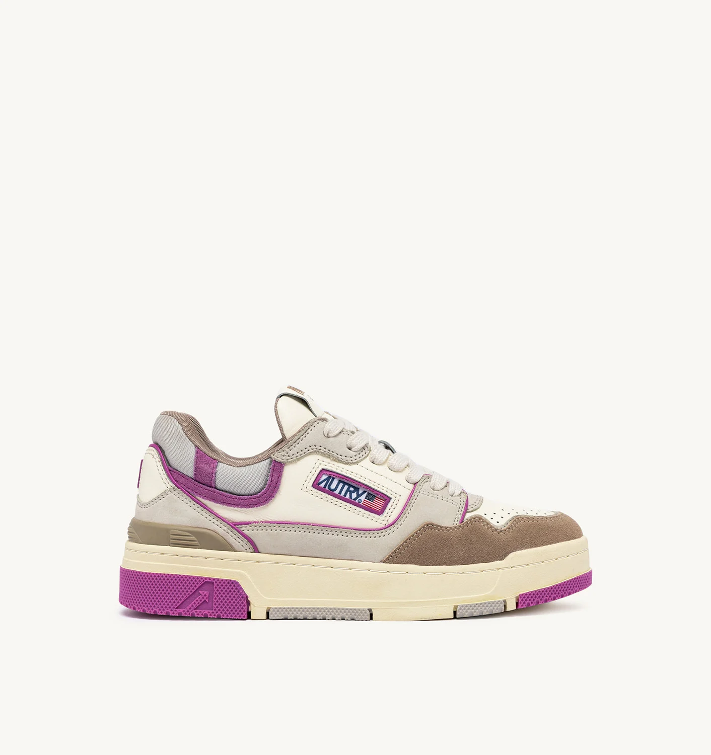 CLC LOW SNEAKERS IN FUCHSIA AND BROWN SUEDE AND NUBUCK