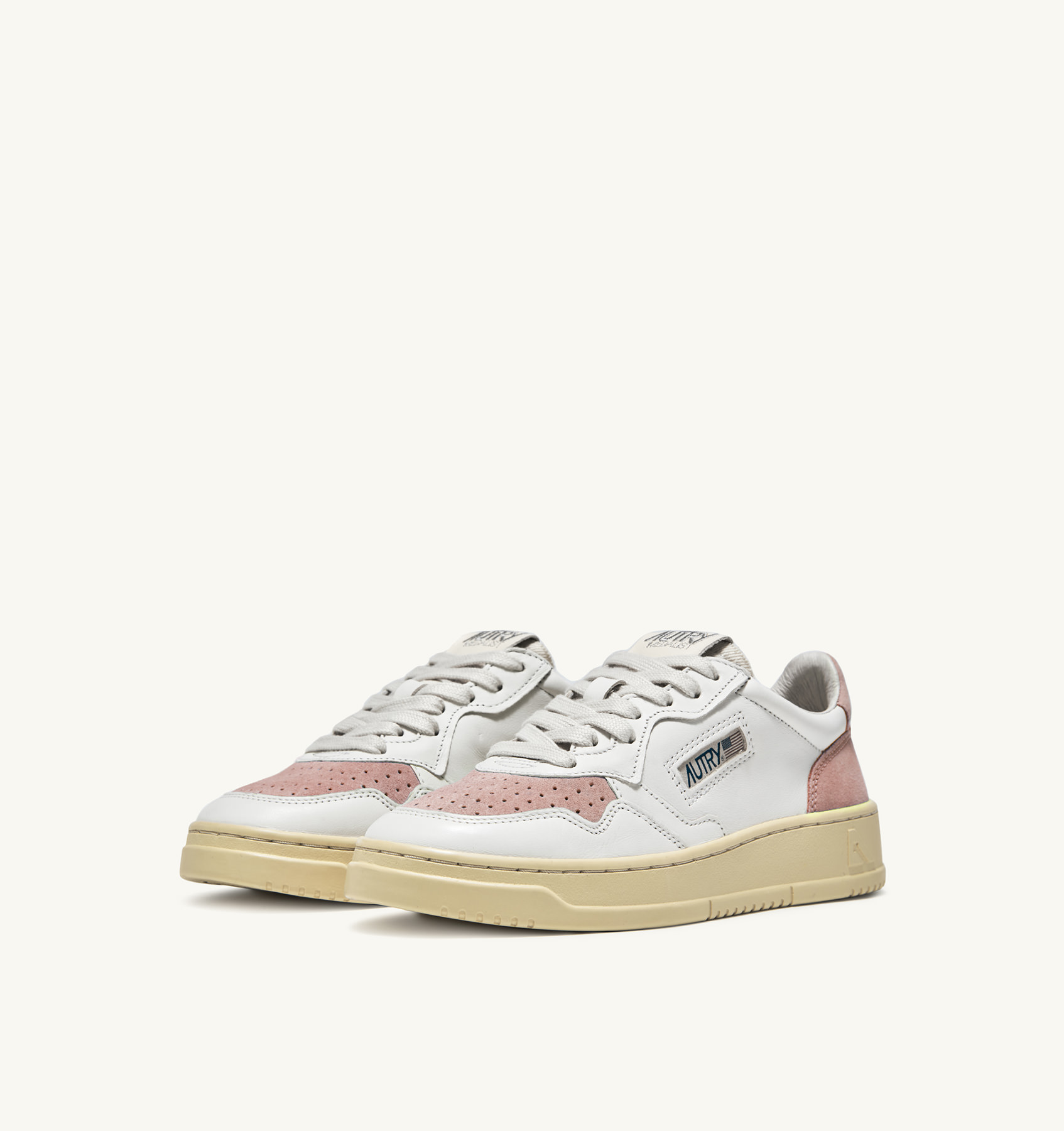 MEDALIST LOW SNEAKERS IN SUEDE AND LEATHER WHITE AND PINK