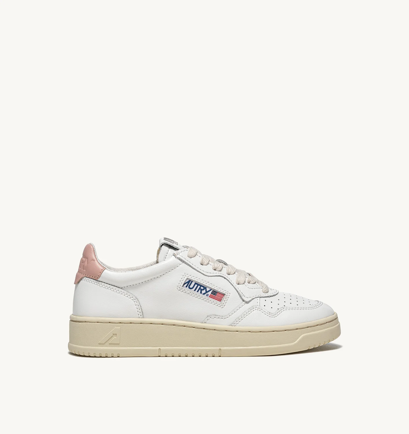MEDALIST LOW SNEAKERS IN WHITE AND PINK LEATHER