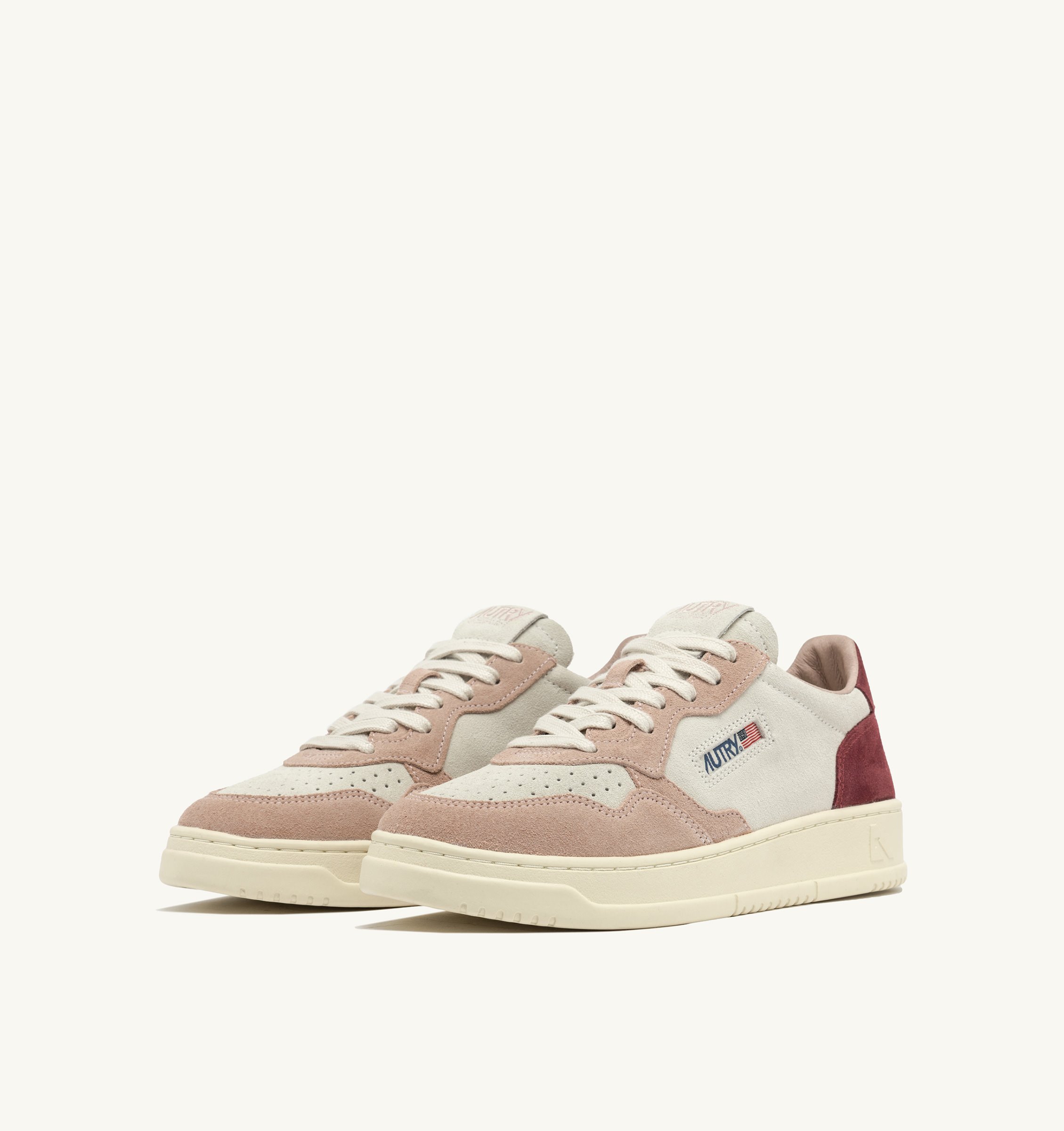 MEDALIST LOW TRICOLOR SNEAKERS IN WHITE PURPLE AND PHARD COLOR SUEDE