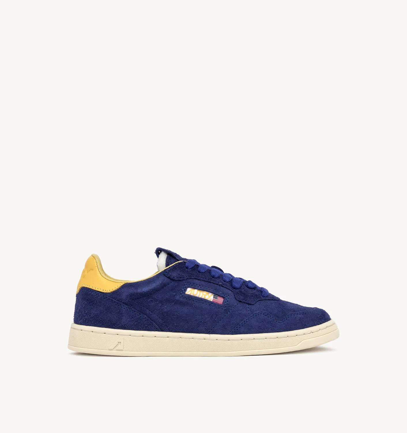 NEW FLAT LOW SNEAKERS IN LANZULI AND DANDELION SUEDE